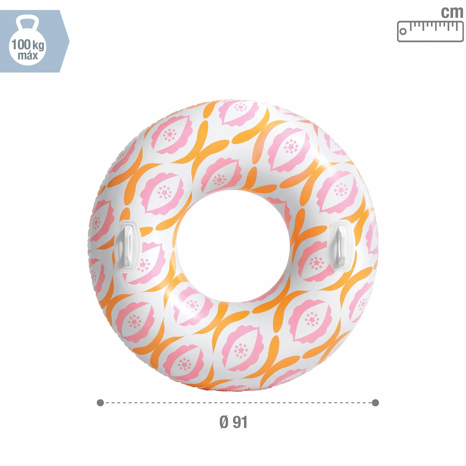 Intex 56269NP - Ciambella Gonfiabile Mare Timeless con Maniglie, Vinile, Multicolore, 91 cm