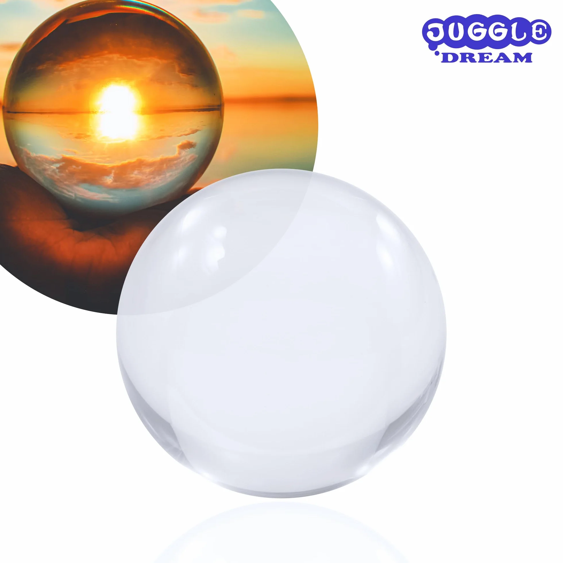 Juggle Dream 85 mm przezroczysta akrylowa kulka do żonglowania - przezroczysty przezroczysty przezroczysty kontakt żonglowanie manipulacja wydajne piłki