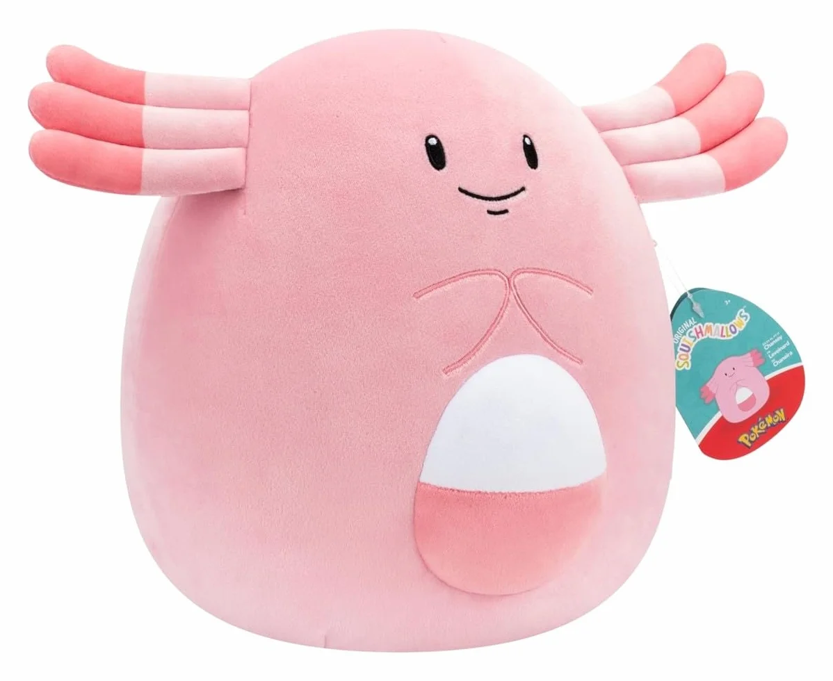 Pokemon Squishmallows - 25 cm Chansey - 10" inch pink/white stuffed plush toy - official Pokémon toy for children 2+ years.