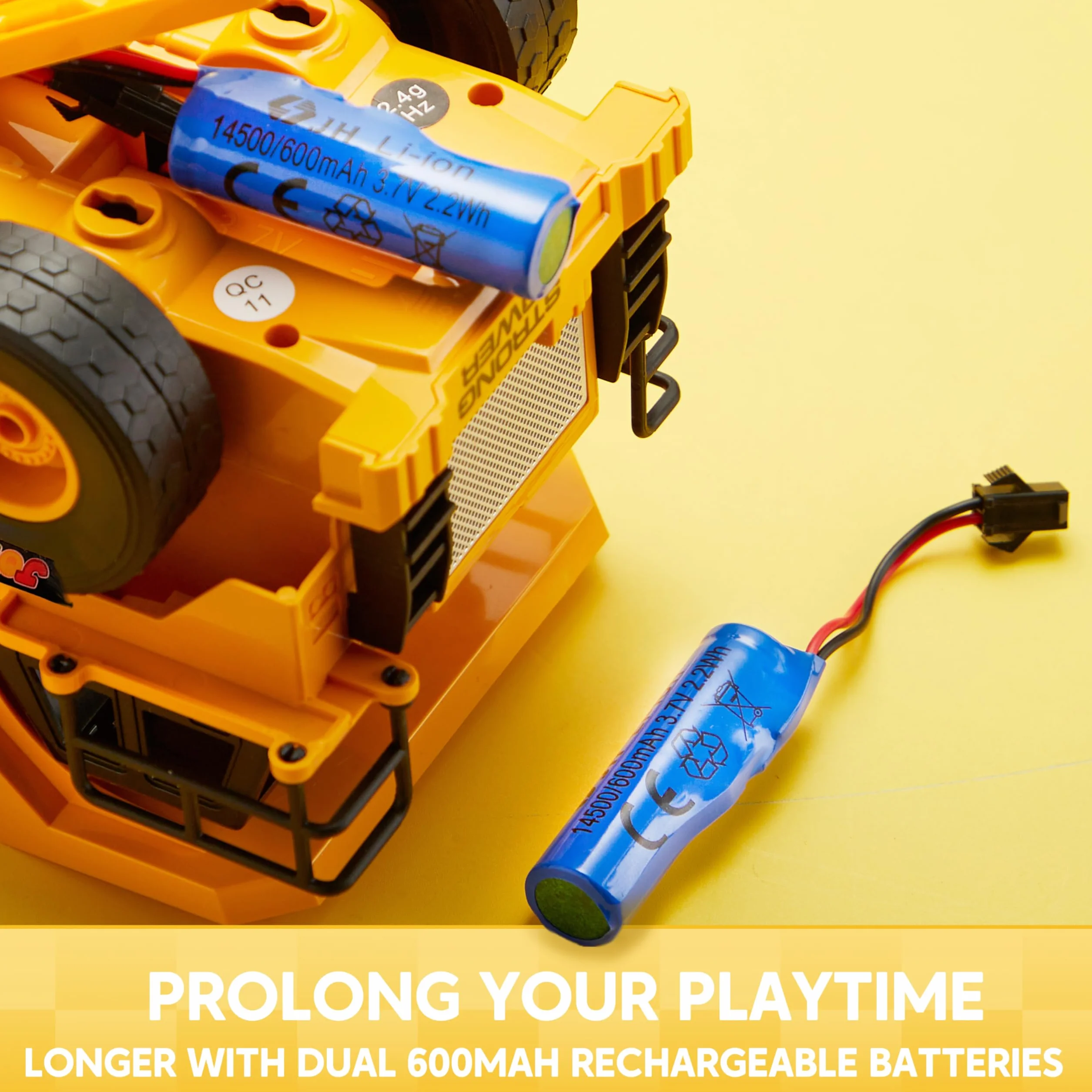 JOYIN Zabawki z pilotem zdalnego sterowania wywrotka, 2,4 GHz RC traktor zabawka ze światłem, pojazdy budowlane, zabawki samochód dla chłopców w wieku 3, 4, 5, 6, 7, 8-12 lat, prezent urodzinowy dla