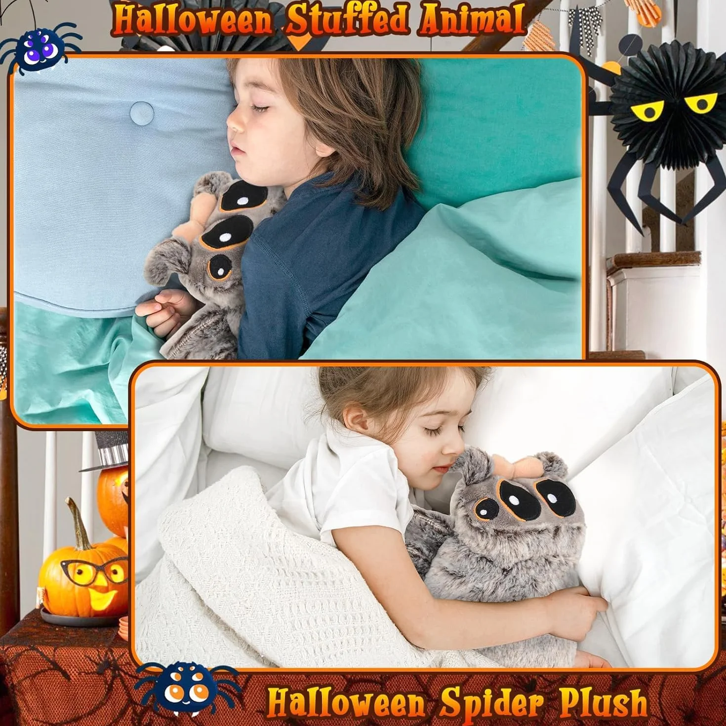 Pluszowa Zabawka Pająk 8,2 Cala Miękki Realistyczny Wypchany Pająk Duże Oczy Halloween