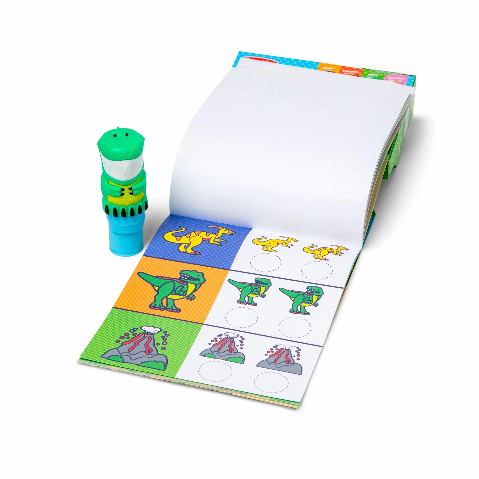 Melissa & Doug - Naklejka Wow! Naklejka dziecięca w kształcie dinozaura - 24 strony aktywności i 300 naklejek dla dzieci + mini blok i wkład (200) - 6075499 - Rzemiosło dla dzieci