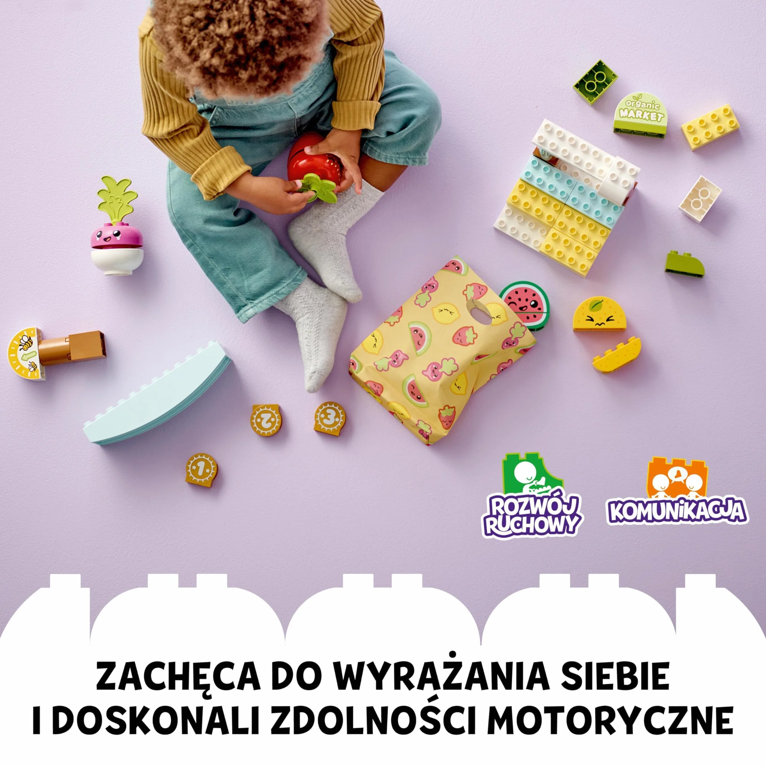 LEGO DUPLO My First Ryneczek bio, Zabawkowe Owoce i Warzywa, Zabawka Edukacyjna dla Dziecka do Nauki Cyferek, Układanie w Stosy dla Dzieci w wieku od 18 miesięcy do 3 lat, Pomysł na Prezent, 10983