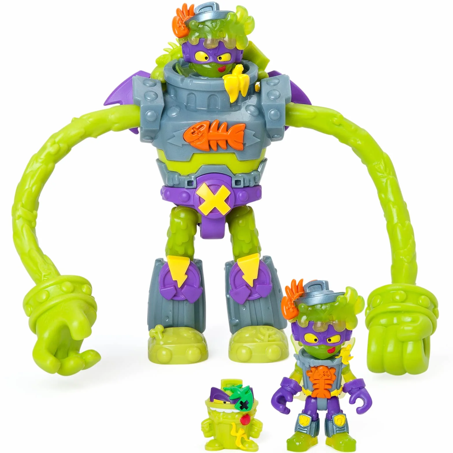SUPERTHINGS Superbot Trasher - przegubowy robot złoczyńca z elastycznymi ramionami i akcesoriami bojowymi. W zestawie 1 ekskluzywny Kazoom Kid i 1 SuperThing.