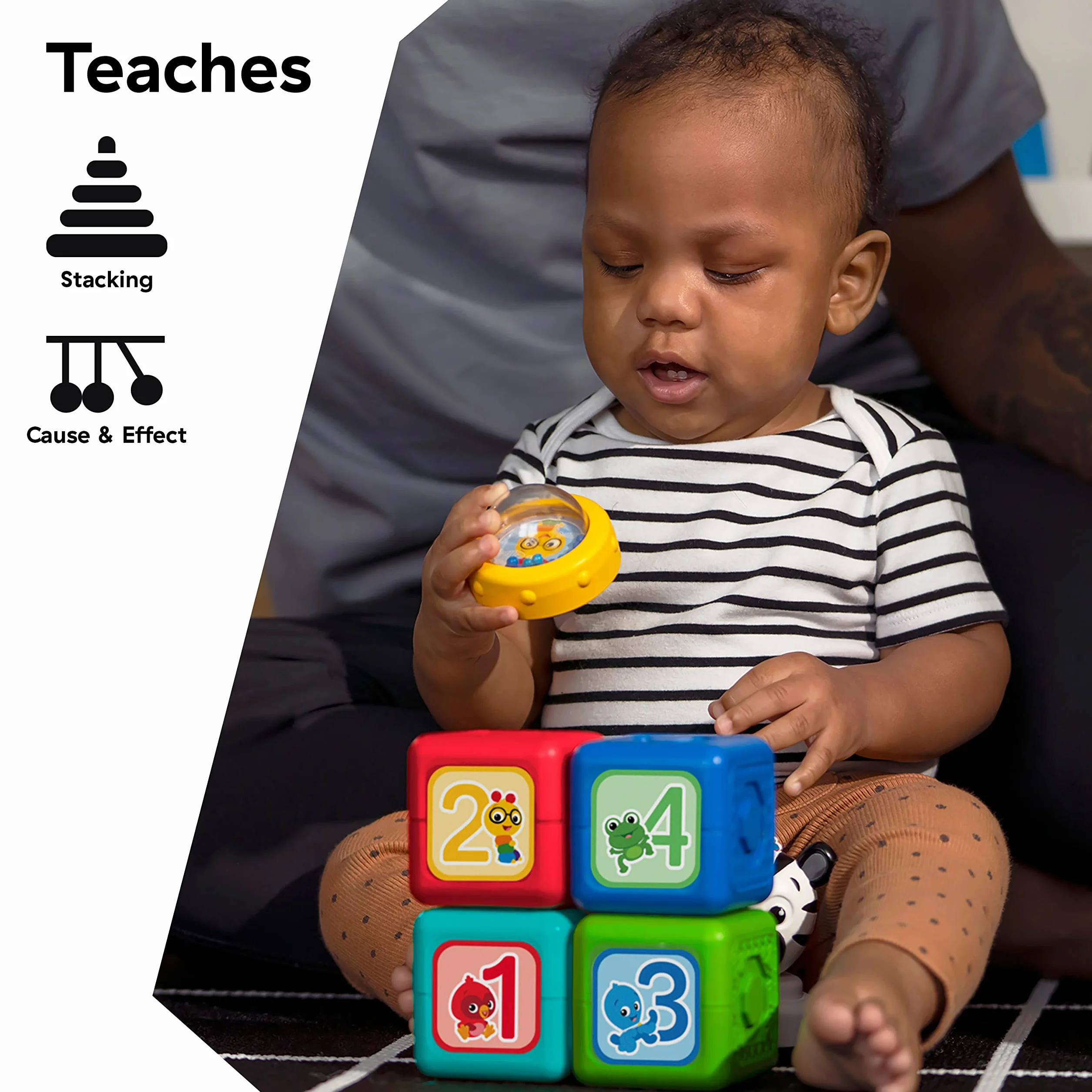 Baby Einstein Connectables Add & Stack Montessori magnetyczne bloki aktywności, w wieku od 6 miesięcy (6 sztuk), wielokolorowe, 16657