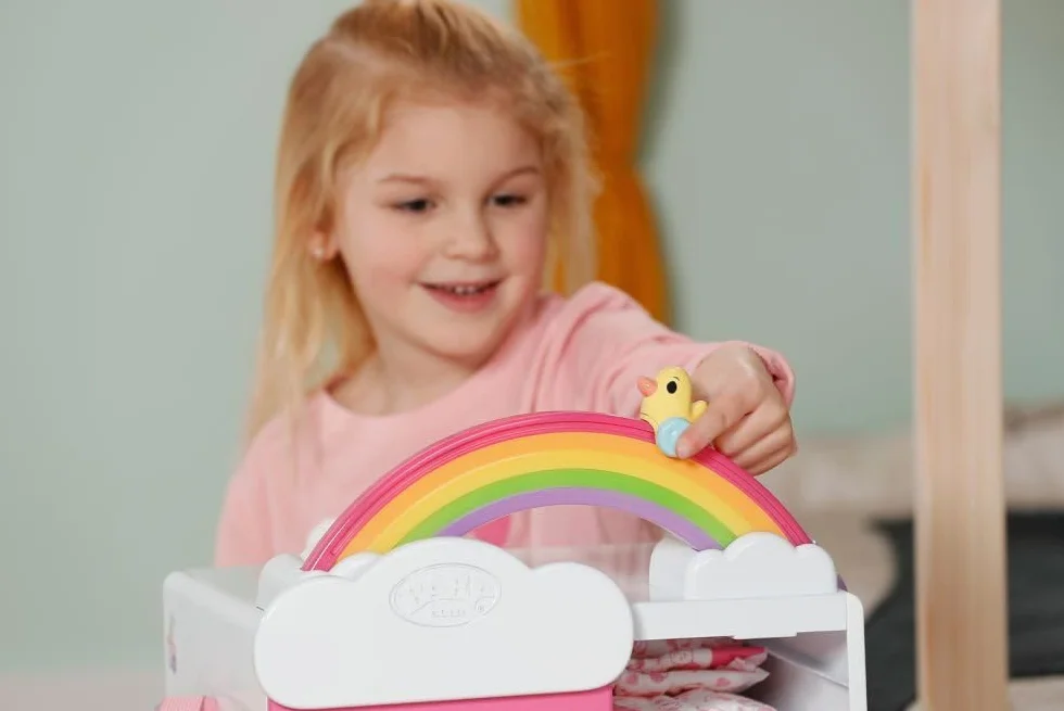BABY born Tęczowa szafa, szafa na ubrania dla lalek, z błyszczącą tęczą i wesołymi dźwiękami, 836040 Zapf Creation