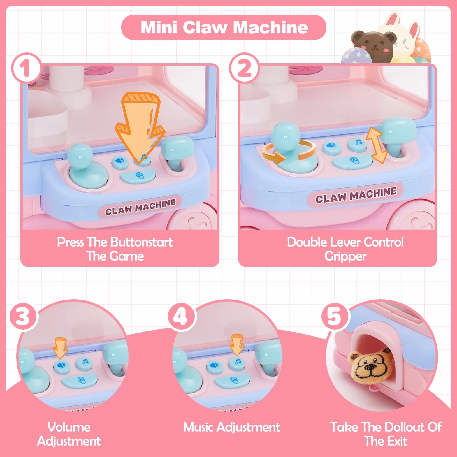 Ark miido Candy Grabber automat do słodyczy, mini automat chwytakowy dla dzieci, automat do słodyczy, automat chwytakowy z gryfem automat dla dzieci