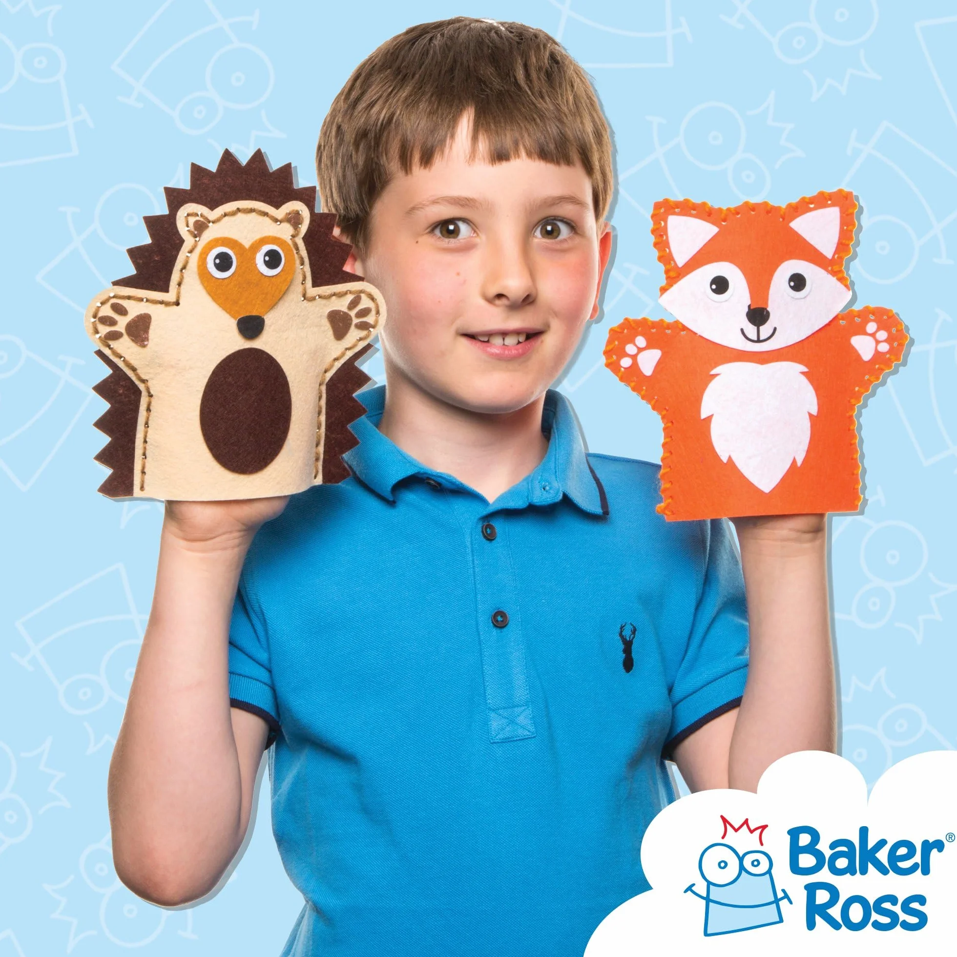 Baker Ross Zestaw do Szycia Lalek Woodland Animal Wełna Wielokolorowy 3 Sztuki