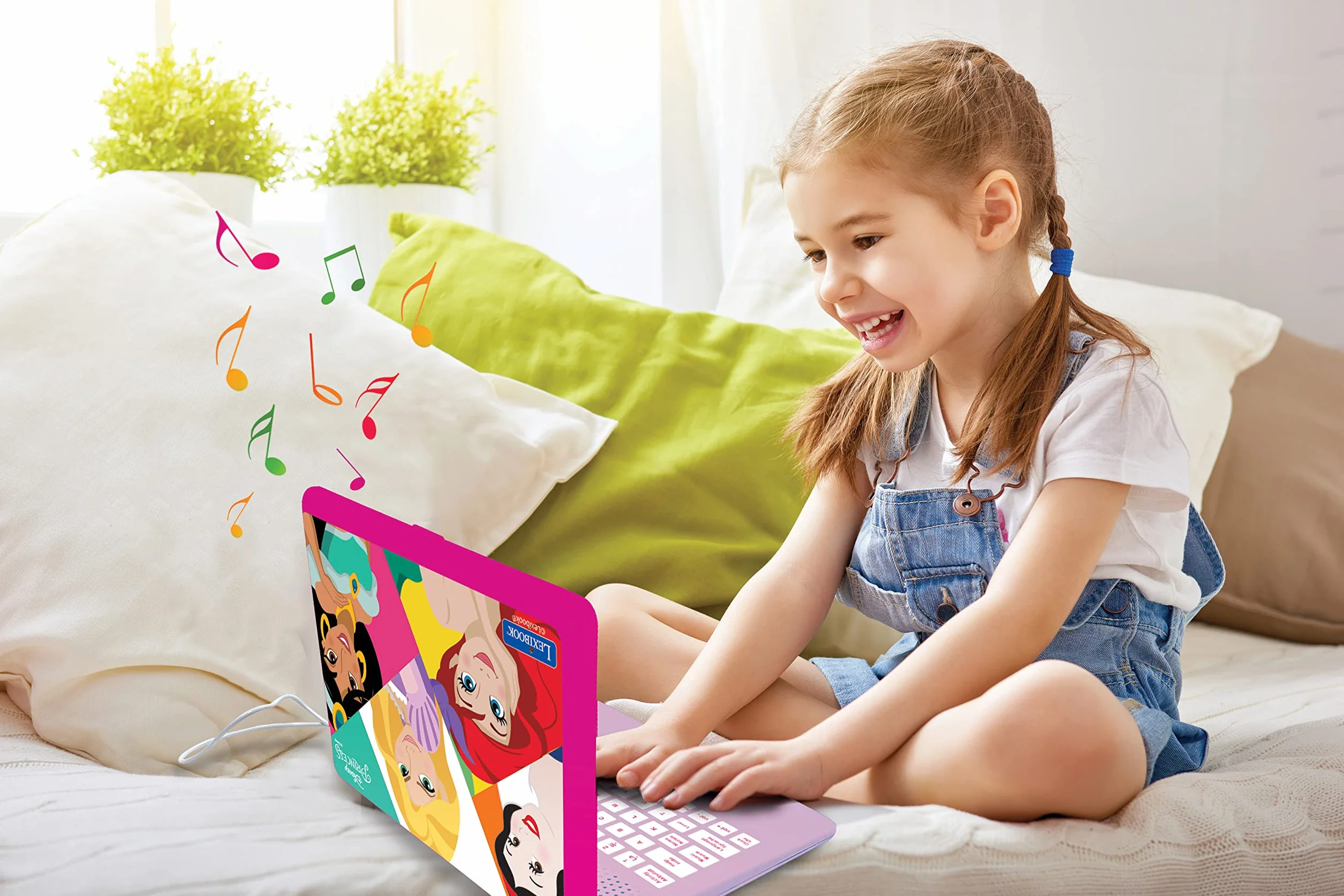 Lexibook, Disney Princess, edukacyjny i dwujęzyczny laptop, niemiecki/angielski, zabawka dla dziewcząt z 124 aktywnościami do nauki, grania w gry i muzykę, różowy, JC598DPi3