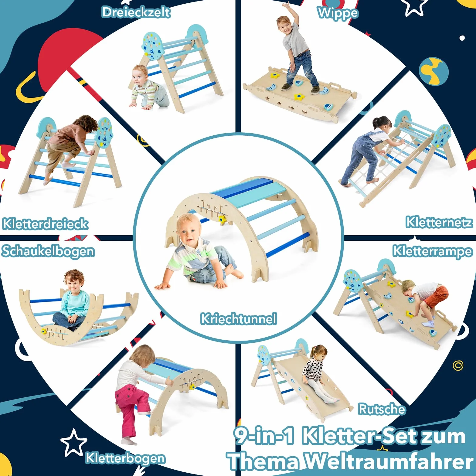 GOPLUS 9-w-1 zestaw do wspinaczki do użytku wewnątrz, trójkąt do wspinaczki z drewna, zestaw 4 szt. zabawek do wspinaczki z siatką do wspinaczki, łukiem do wspinaczki, huśtawkami i drabinką, w tym