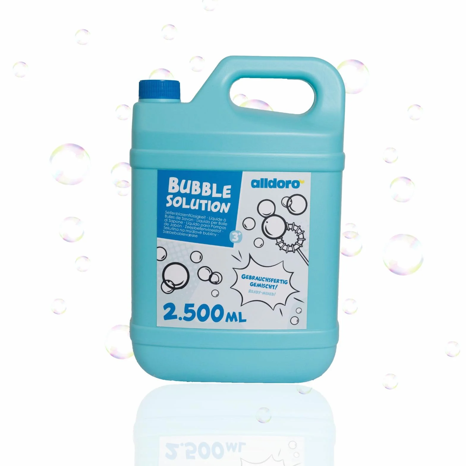 alldoro 60657 Bubble Fun Płyn do baniek mydlanych w kanistrze o pojemności 2500 ml, 2,5 litra XXL, kanister do uzupełniania kolorowych i dużych baniek mydlanych, dla dzieci, dorosłych, na imprezy i