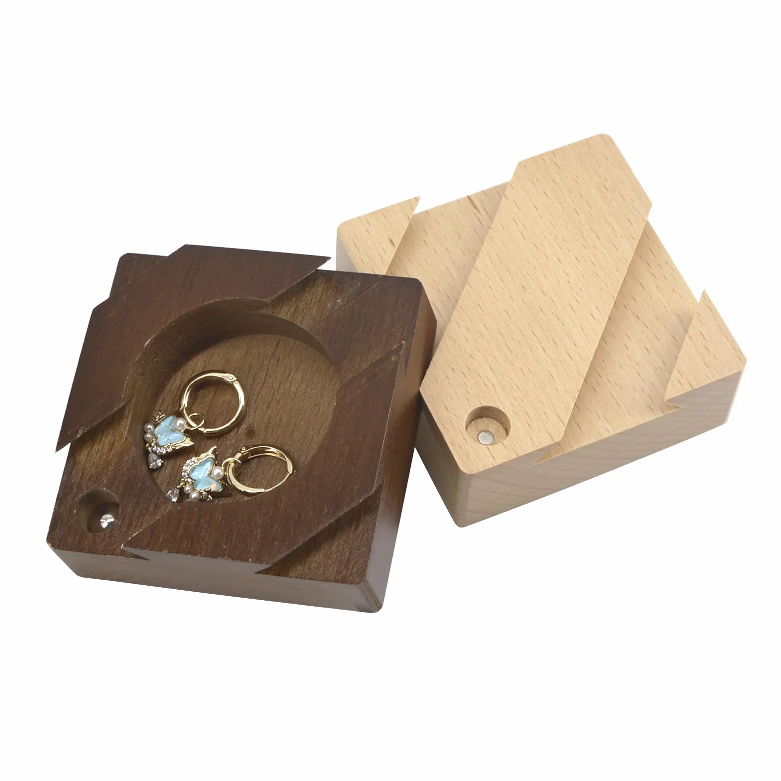 Impossible pudełko na jaskółczy ogon, drewniane puzzle 3D, magiczne szuflady, pudełko na biżuterię z sekretną przegródką, dla dorosłych (kolor brązowy)
