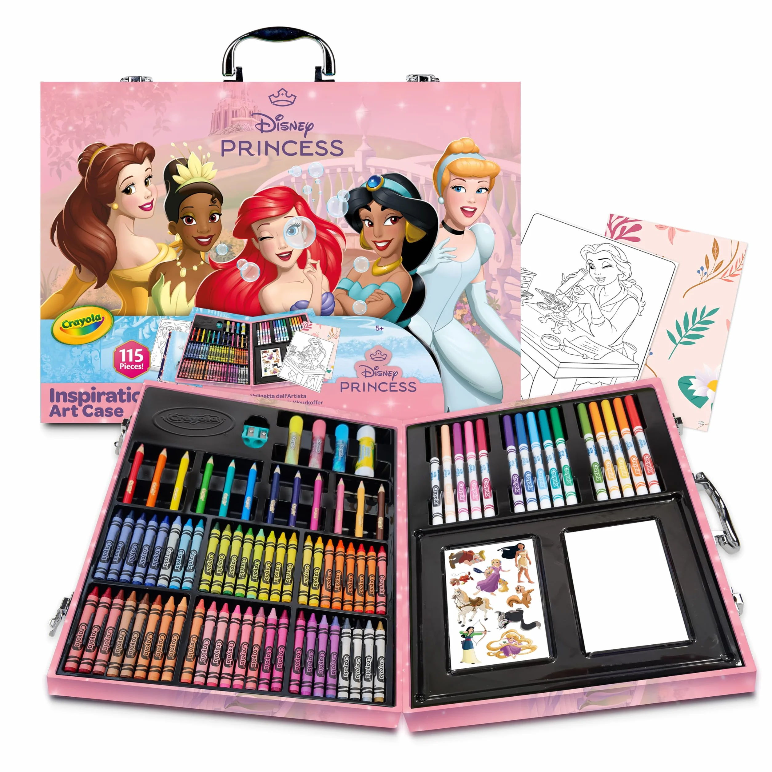 CRAYOLA Aktówka artysty księżniczki Disney 115 sztuk dla dzieci 4+