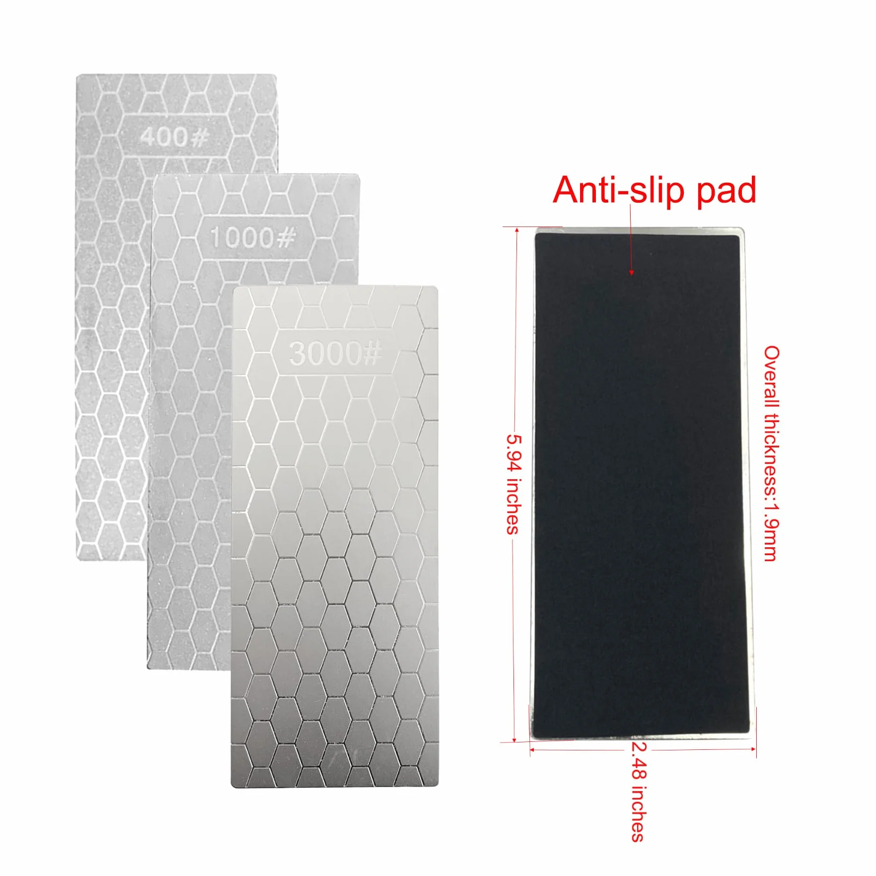 3 sztuki diamentowych ostrzałek do noży, 400 Grit 1000 Grit 3000, kamienie do ostrzenia od średniej do bardzo drobnej, do urządzeń kuchennych i zastosowań na zewnątrz