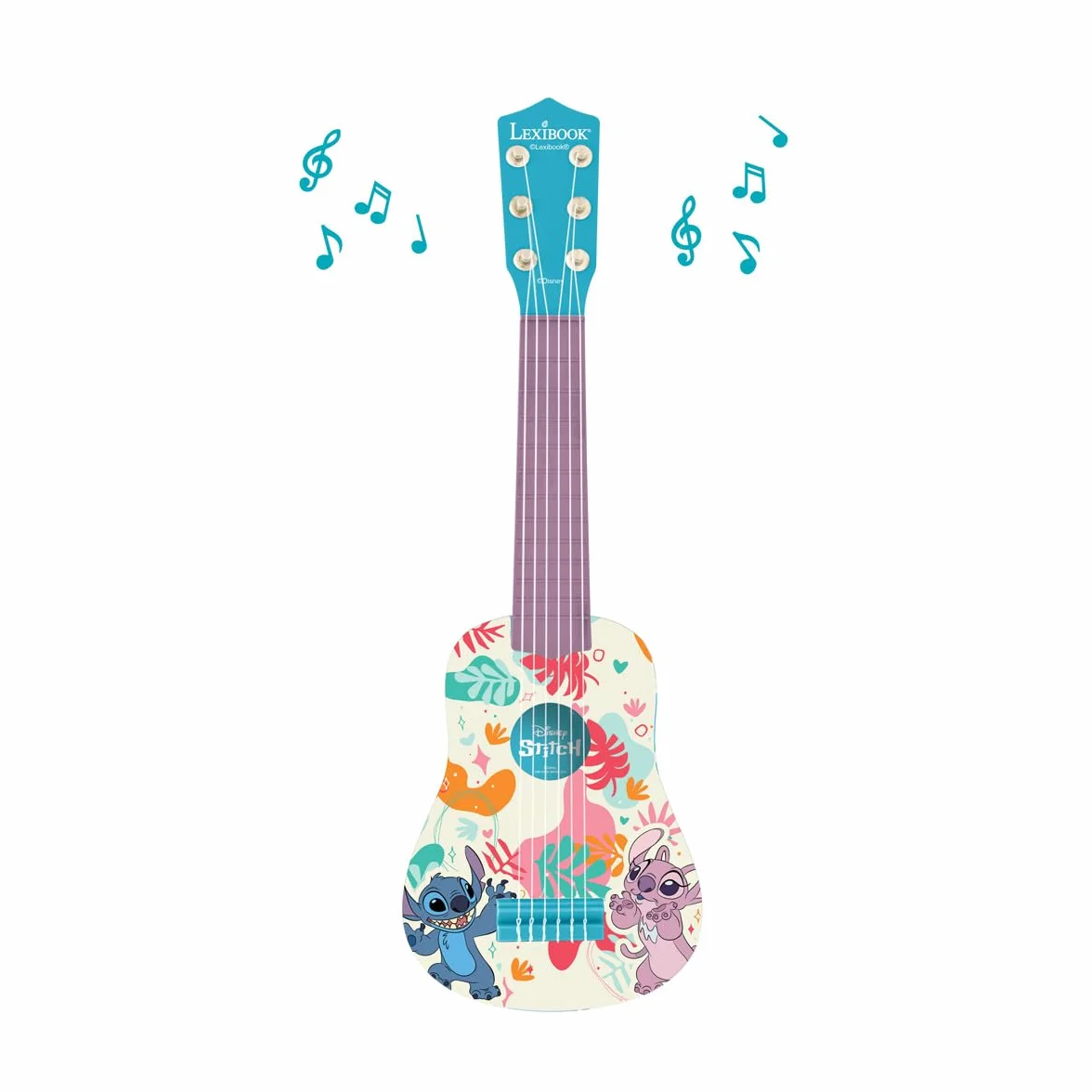 Lexibook, Disney Stitch, Moja Gitara dla Dzieci, 6 Nylonowych Strun, 53 cm, Dołączony Przewodnik, Niebieska, K200D