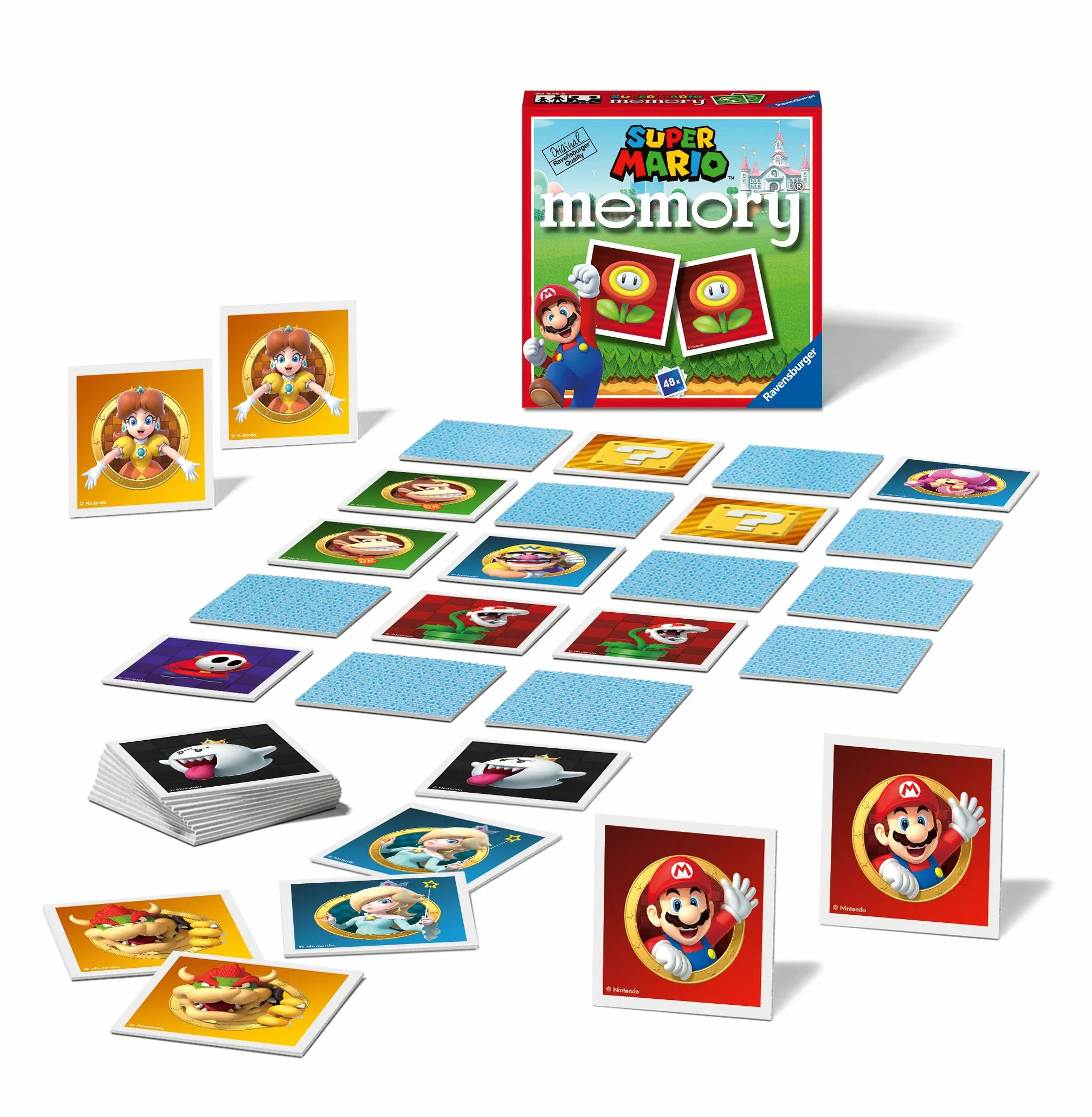 Ravensburger Memory Super Mario, gra planszowa, gra planszowa dla dzieci w wieku 3 lat lub starszych, 48 kart, 2 do 6 graczy, wersja włoska