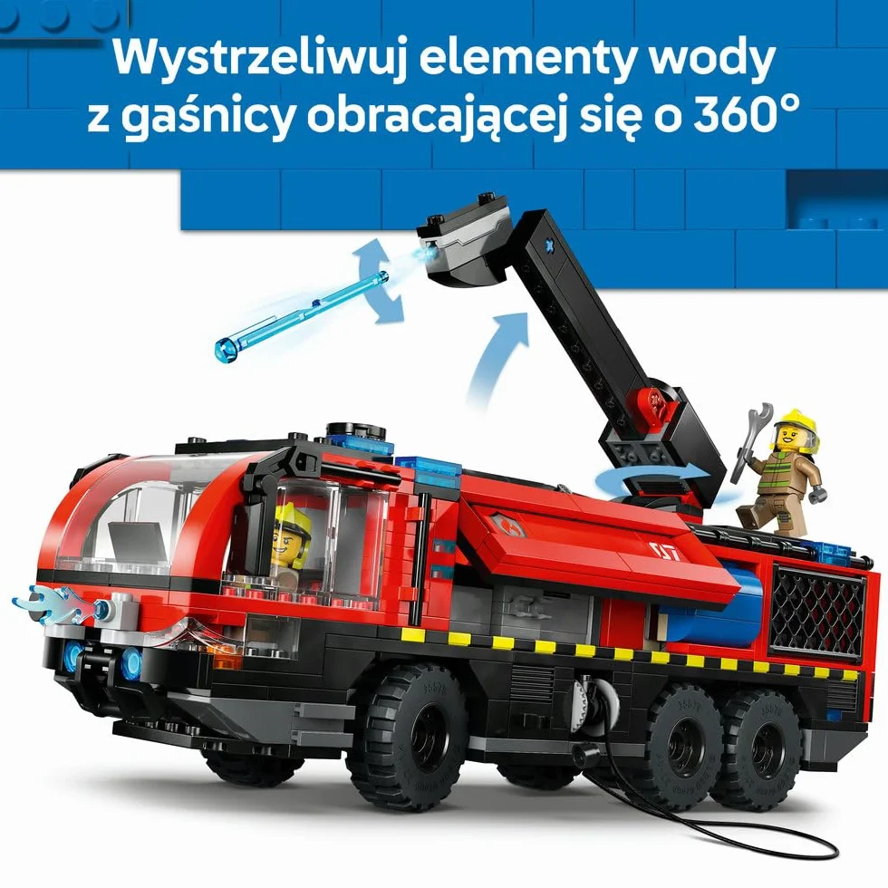 LEGO City Lotniskowy wóz strażacki, zabawka dla dzieci od 7 lat, klocki konstrukcyjne z pojazdem ratunkowym i czterema minifigurkami, prezent dla 7-latka, dla chłopca i dziewczynki na urodziny 60499