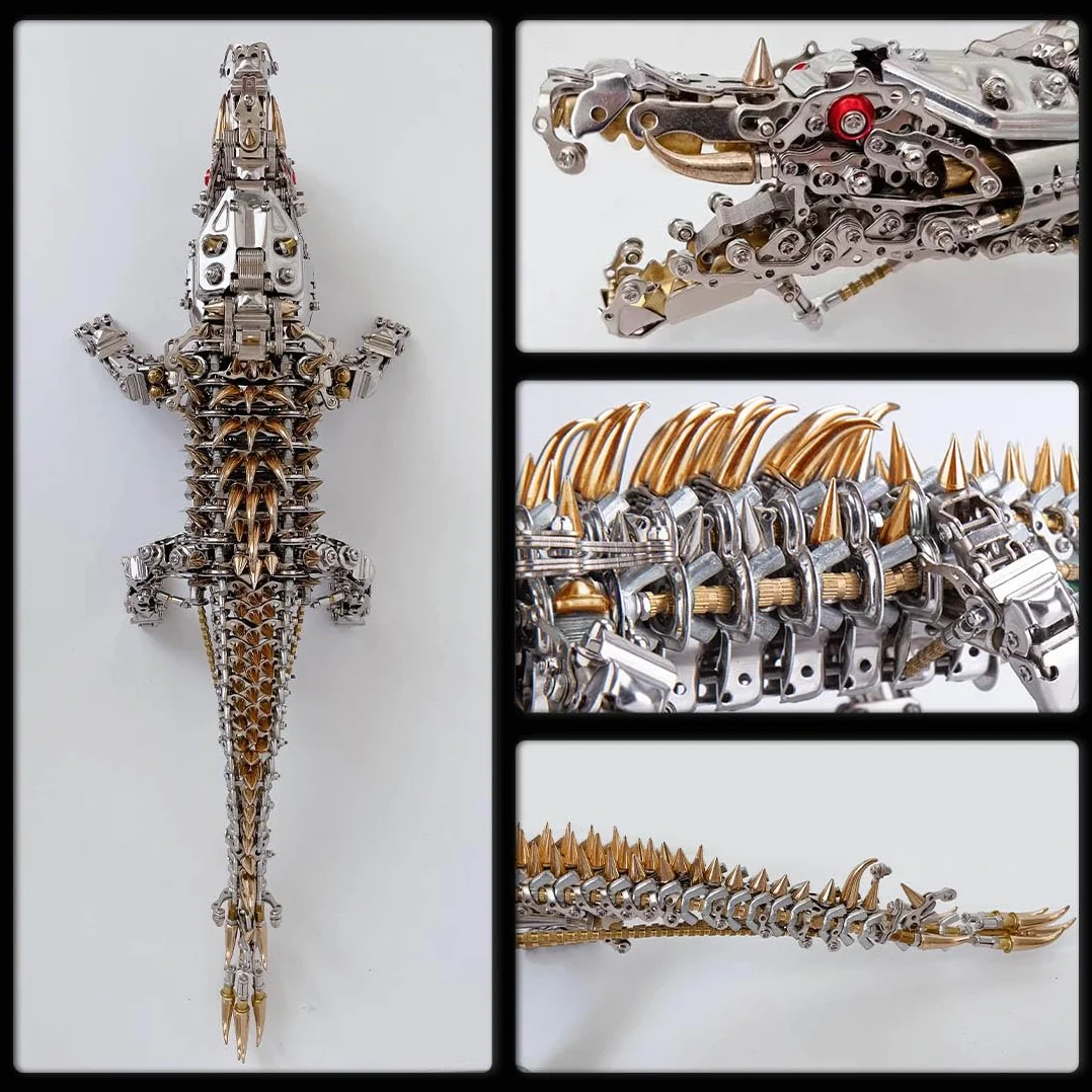 Puzzle 3D dla dorosłych, metalowe puzzle krokodyla, kolekcjonerskie, mechaniczne, inżynieria zwierząt, do dekoracji domu, biura, 1500 szt