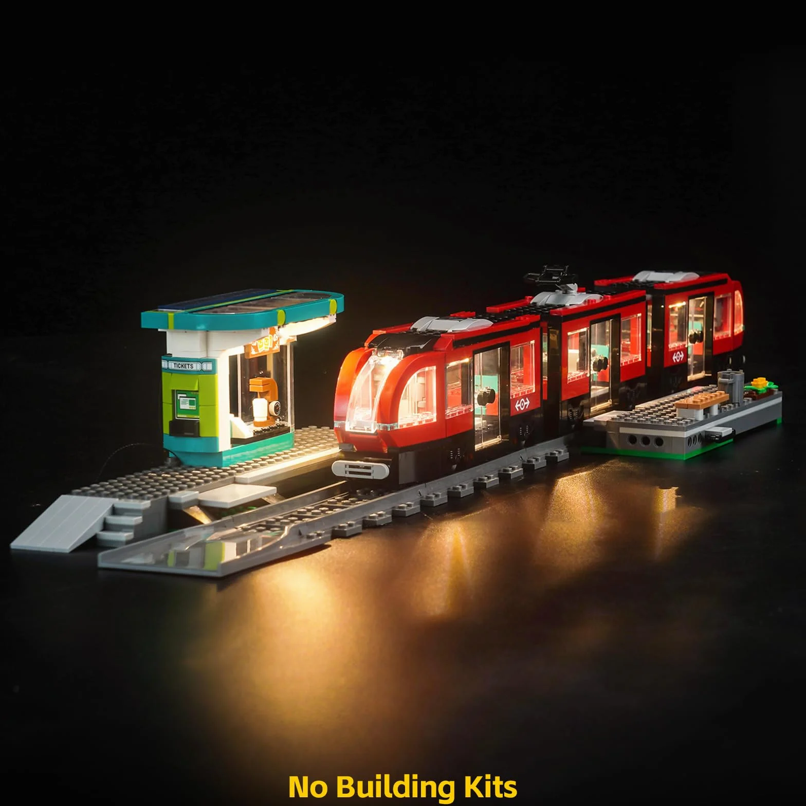 Zestaw lampek LED kompatybilny z Lego Downtown Streetcar i Station (bez modelu), dekoracyjne oświetlenie tramwaju 60423 City z przystankiem zabawkowym kreatywnym