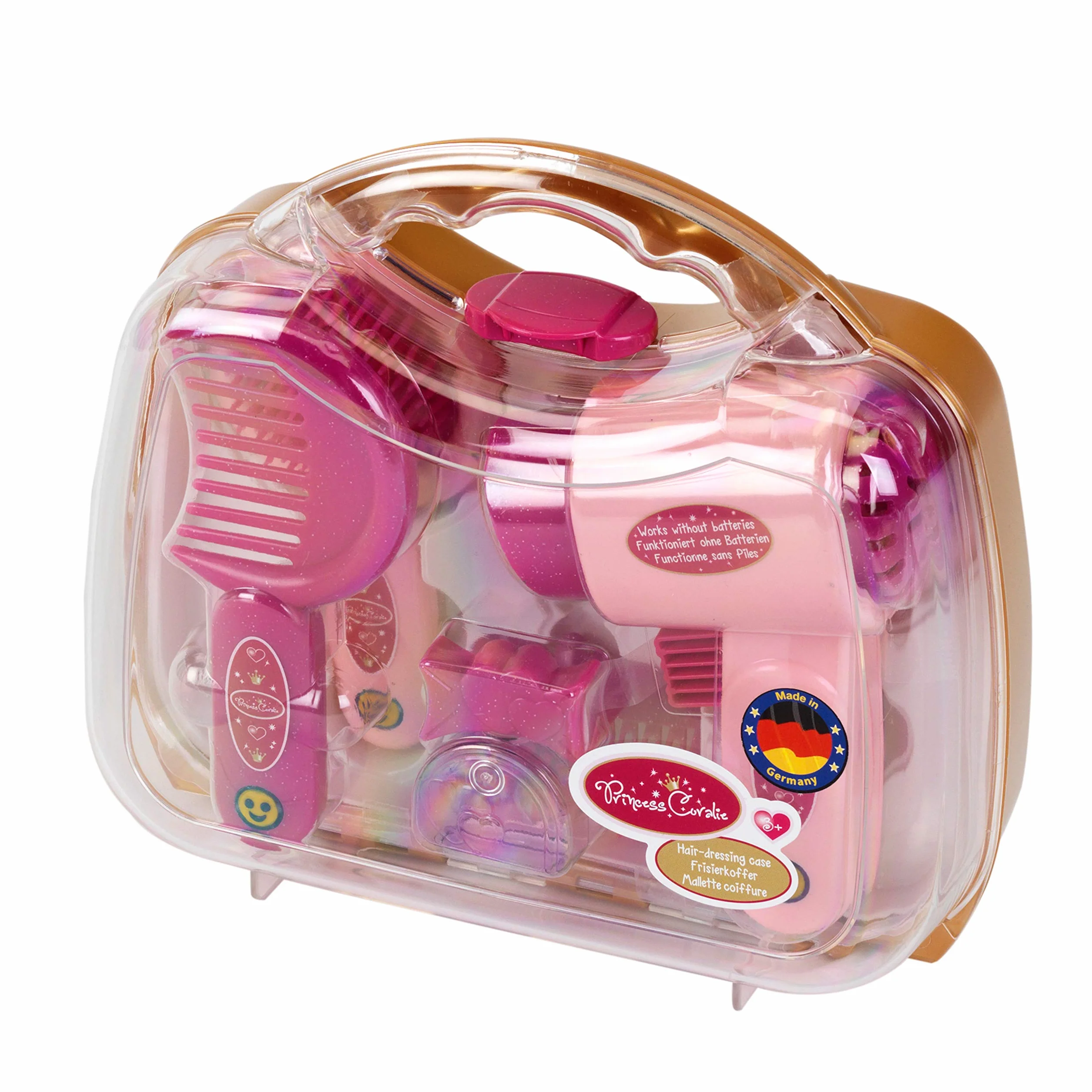 Theo Klein Princess Coralie Hairdressing Case with Hairdryer, Styling Accessories, Mirror, Brush for Children Aged 3+