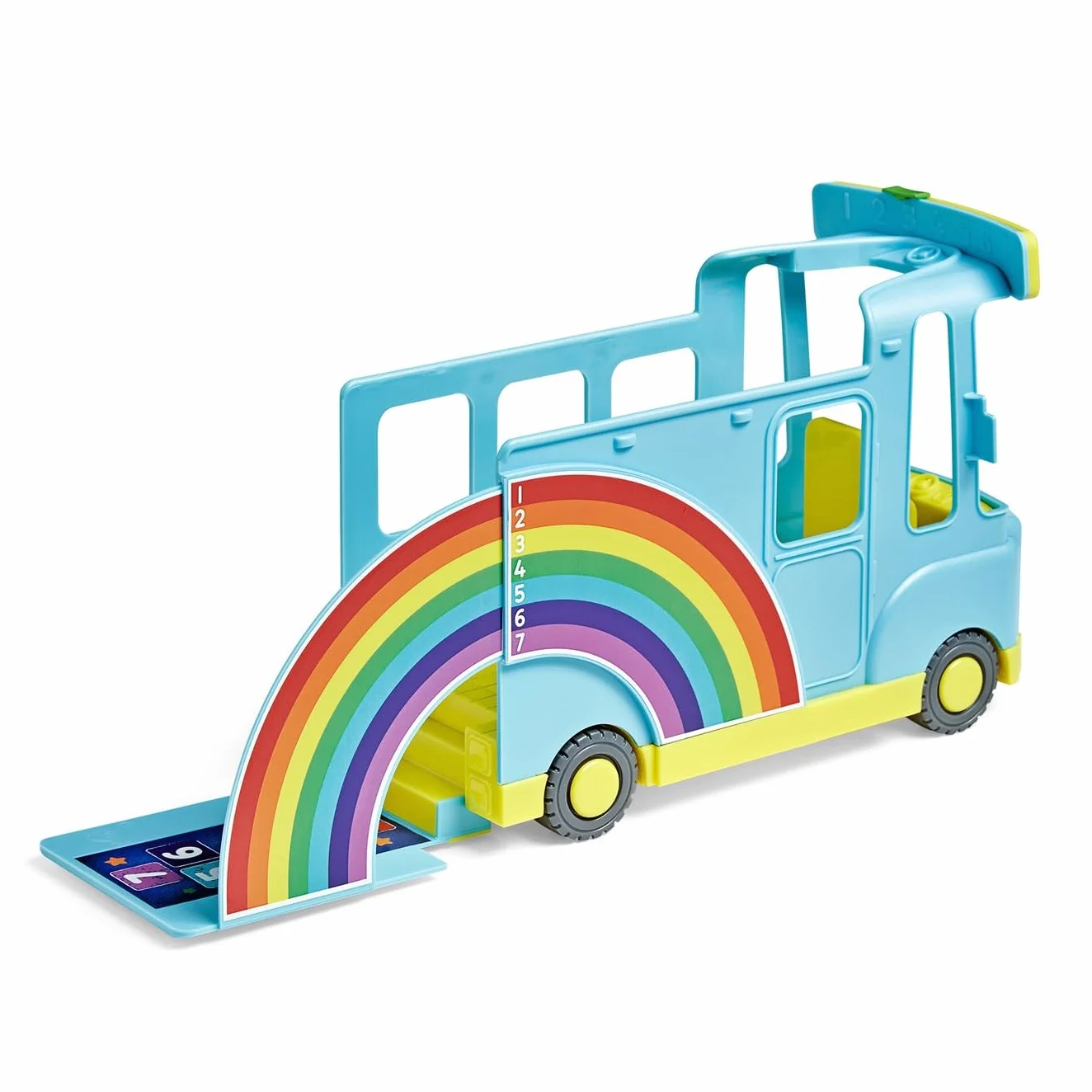 Learning Resources – Tęczowy autobus Numberblocks do nauki liczenia, Wiek 3+, Interaktywny zestaw Numberblocks zawierający autobus i kolekcjonerską Siódemkę, 12 piosenek i dźwięki, Zabawki CBeebies
