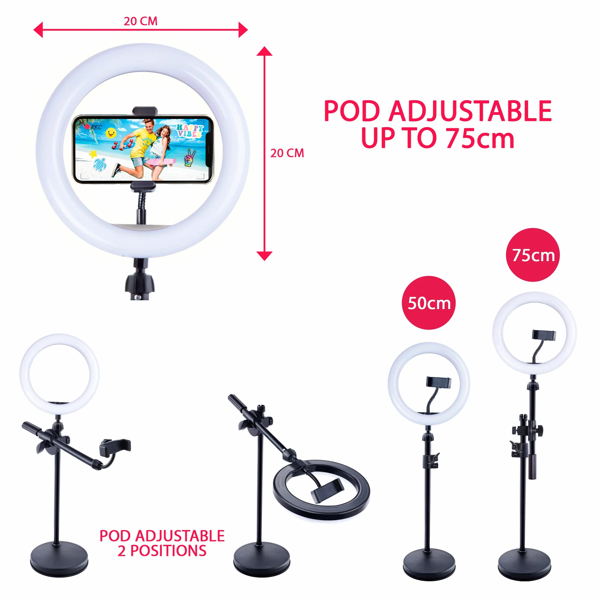 Canal Toys Creator Studio wideo 2 w 1 z wielokolorowym pierścieniem LED, podwójna funkcja, pozioma i pionowa - INF 027