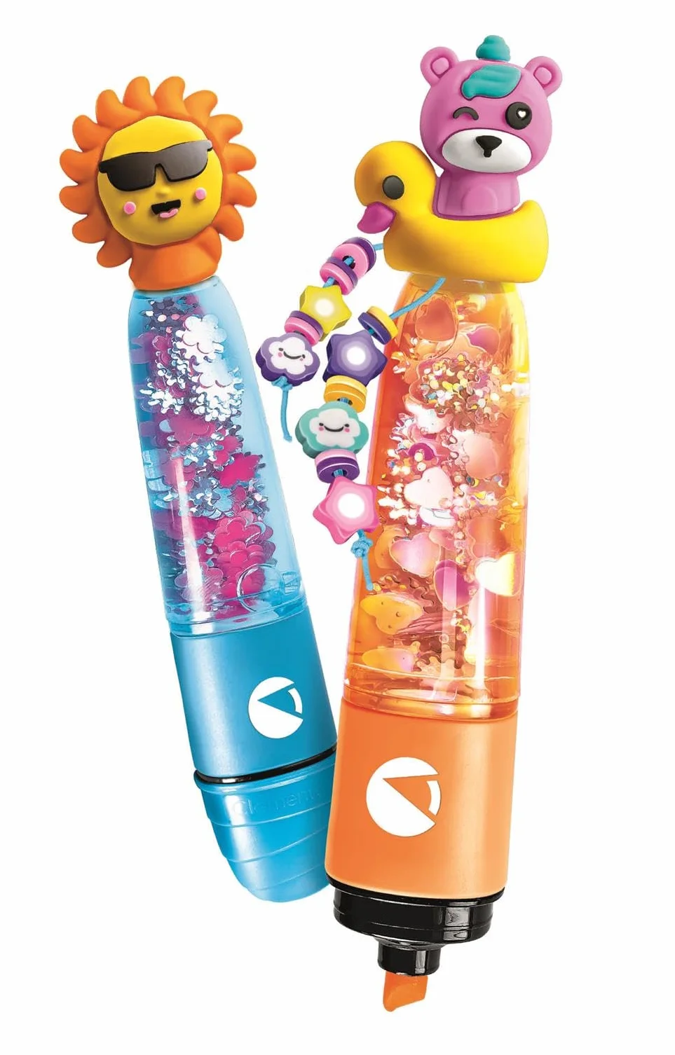Clementoni Idea - Create Your Highlighters: Crazy Summer, Laboratorium spersonalizowanych zakreślaczy, kreatywny zestaw dla dzieci w wieku 6 lat, z 3 spersonalizowanymi markerami z akcesoriami, 18130
