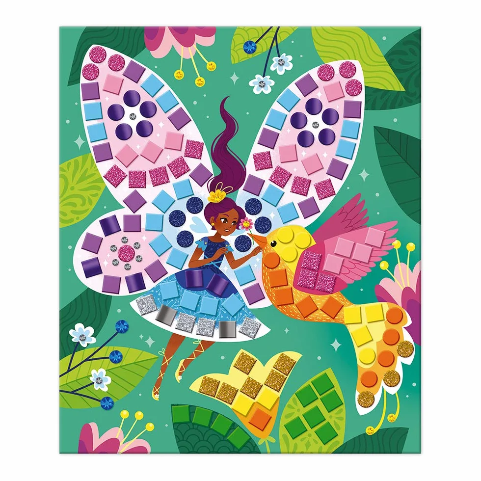 Janod - Princesses and Fairies Mosaics Set - Les Ateliers Du Calme - Kid'S Creative Leisure Kit - Teaches Fine Motor Skills and Concentration - Ages 5 and Up, J07962