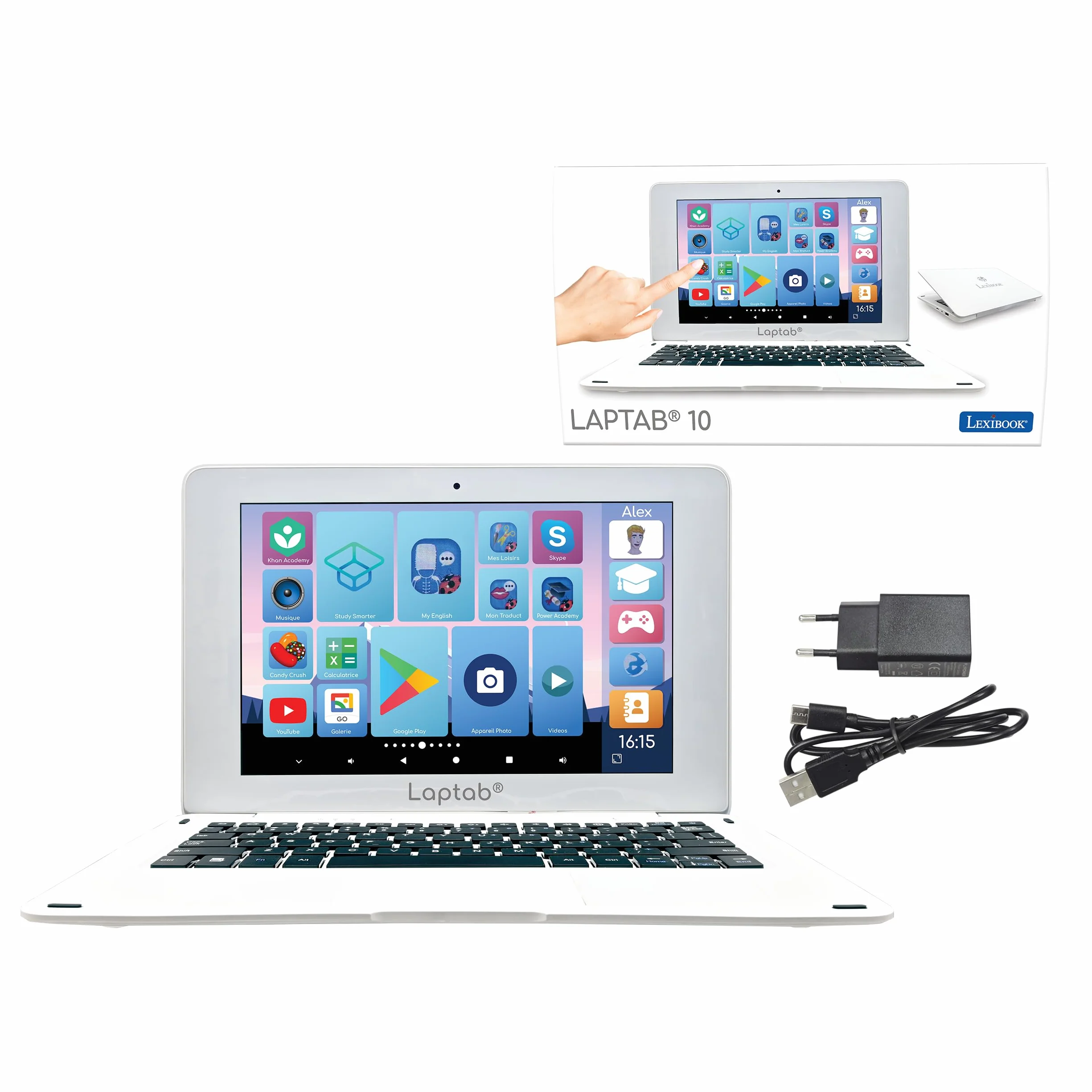Lexibook, LAPTAB® 11, laptop z ekranem dotykowym, dla całej rodziny, treści edukacyjne i zabawne, działa z systemem Android™, kontrola rodzicielska, ultracienki i lekki, LT11FR