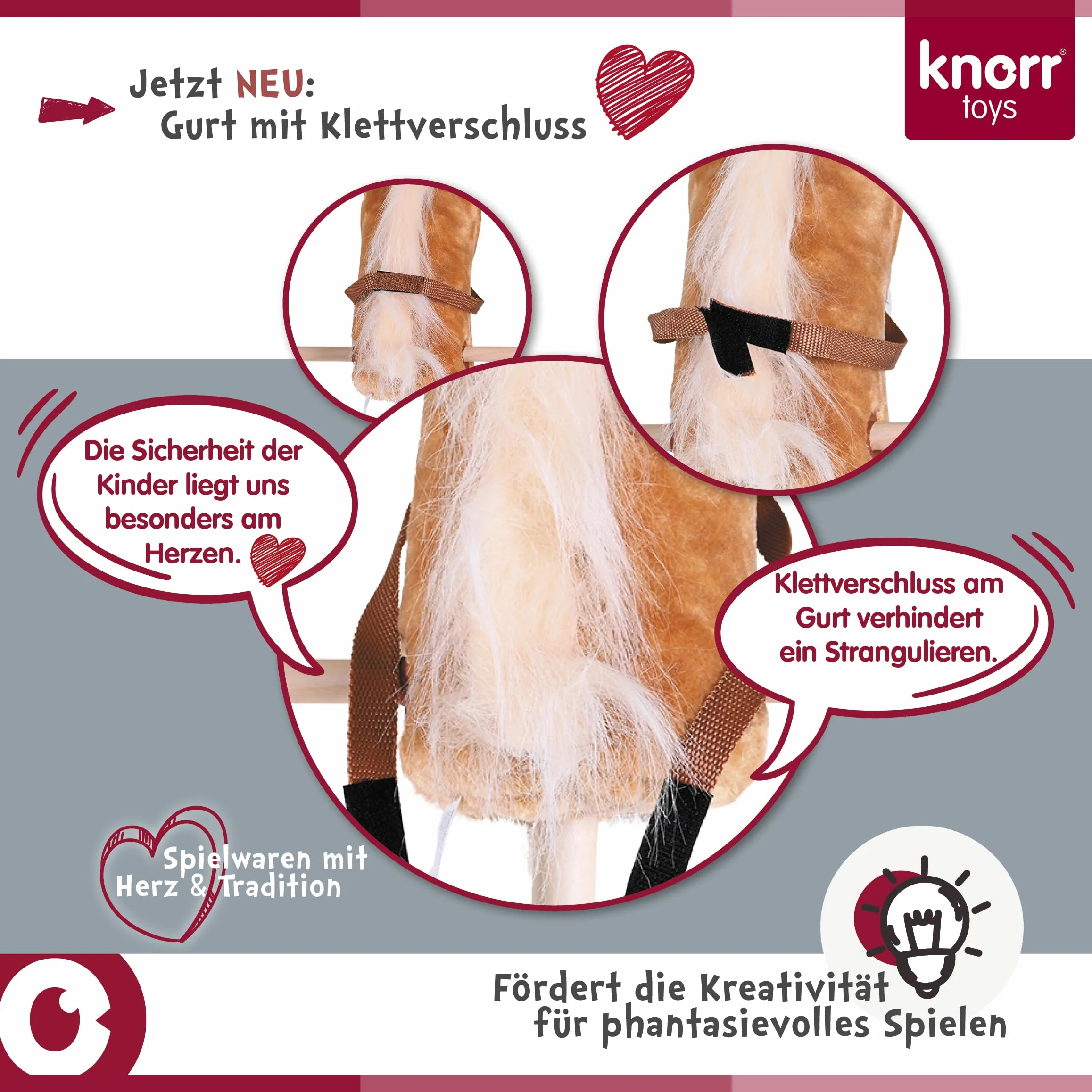 Knorrtoys 40102 - koń na kiju "Blacky", czarny