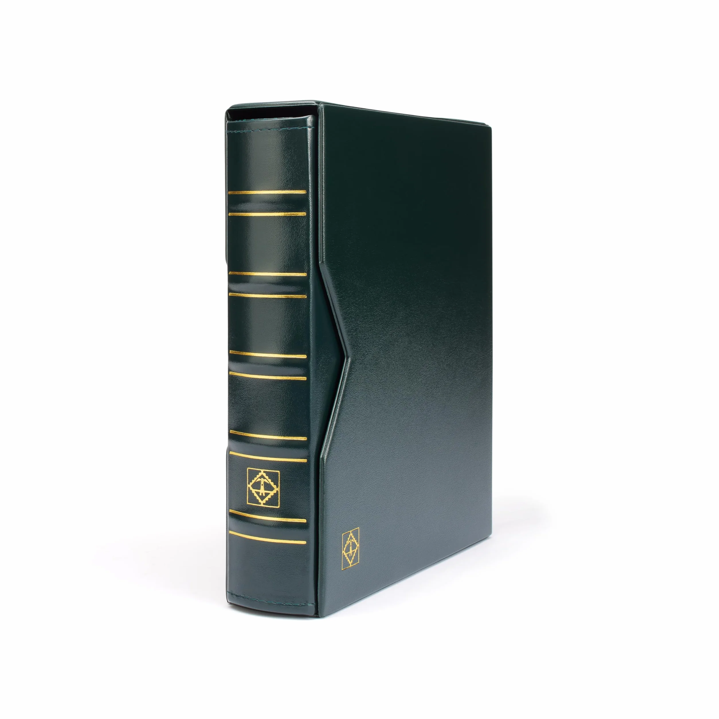 Leuchtturm 320397 Optima Classic album na monety – 10 koszulek na monety o średnicy 42, 27, 20, 34 mm, 2 okładki, kaseta ochronna – zielony