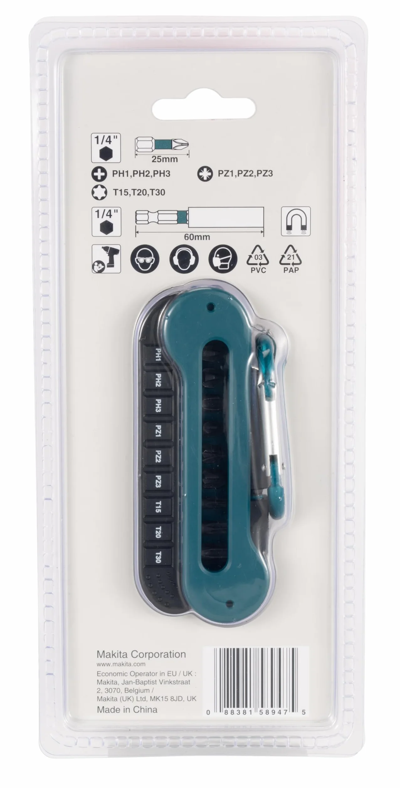 Makita E-12005 10-częściowy zestaw bitów udarowych 25 mm