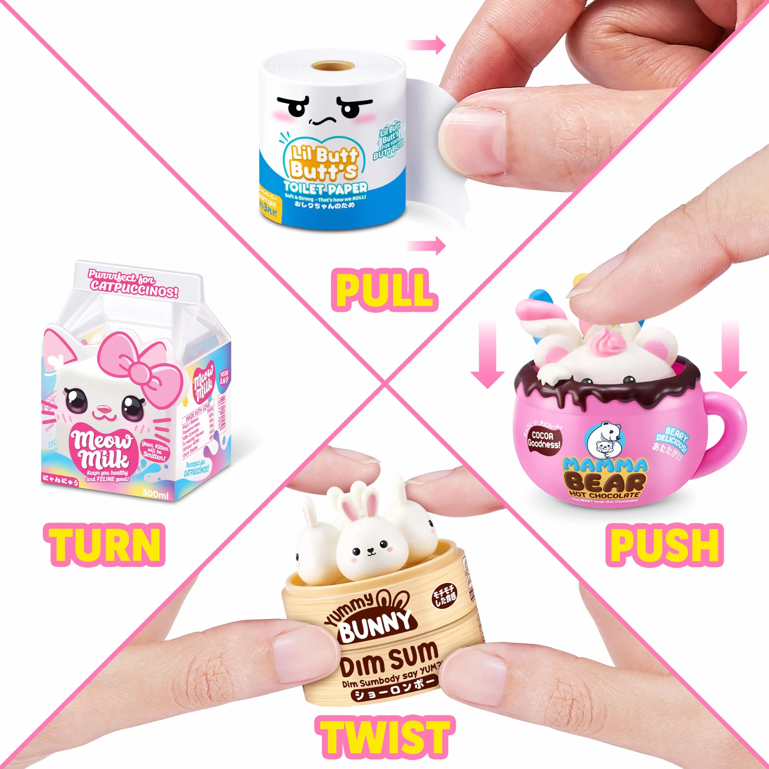 Mini Brands Kawaii Capsule firmy ZURU, Surprise Kawaii kolekcjonerskie minis, opakowanie ślepe, przedmioty kolekcjonerskie o tematyce japońskiej (2 kapsułki)