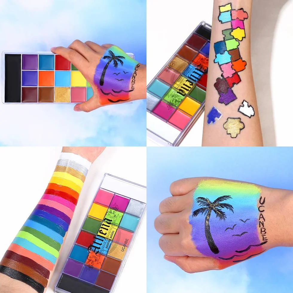 UCANBE Athena Face Paint 20 kolorów z 24 szablonami i 2 pędzlami, athena Face Paint wysokie odwzorowanie kolorów, farba do twarzy na Halloween, do makijażu teatralnego, malowania brzucha, makijażu na