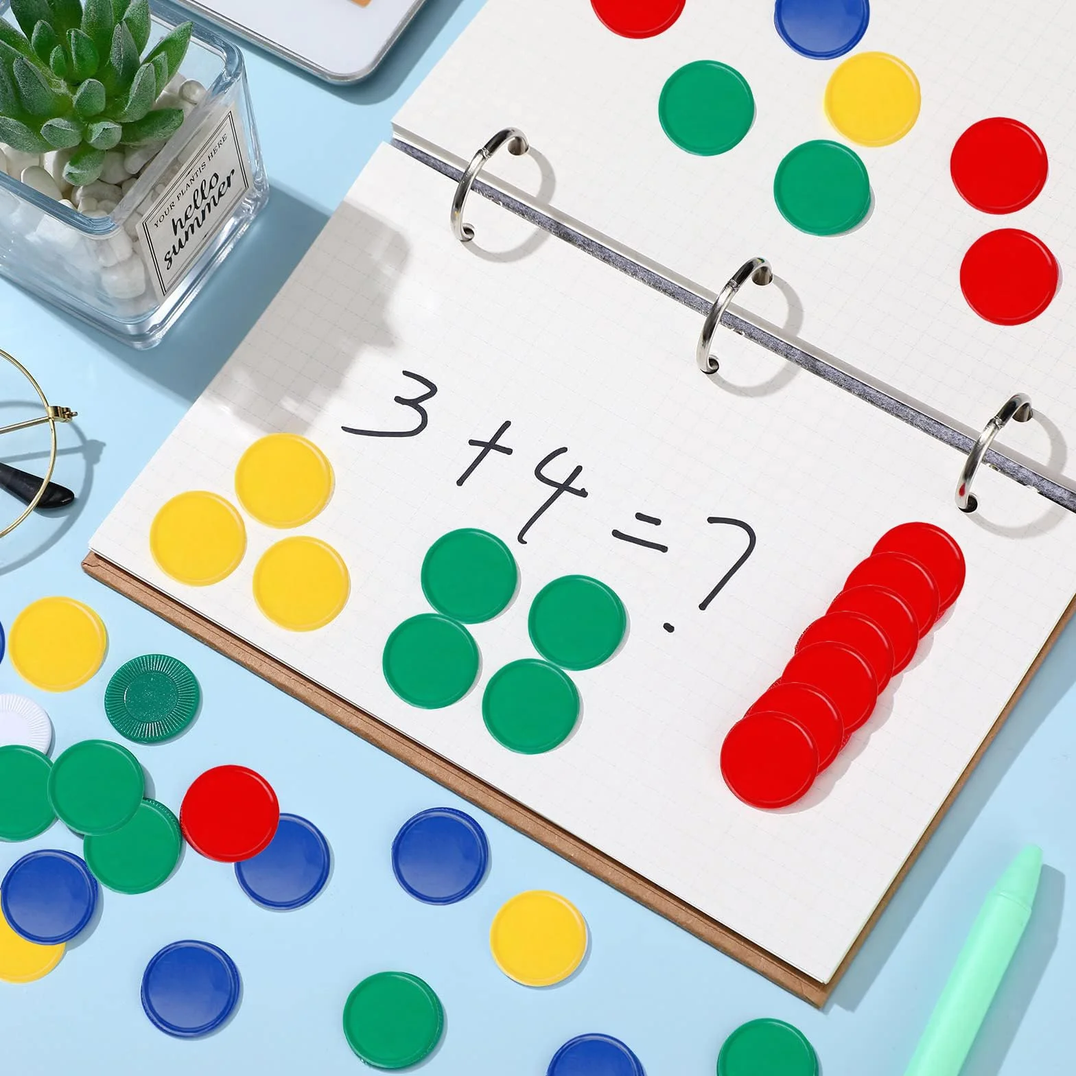 Zliczanie żetonów do gier, z tworzywa sztucznego, 160 sztuk, kolorowe żetony Bingo, licznik kolorów do matematyki lub gier