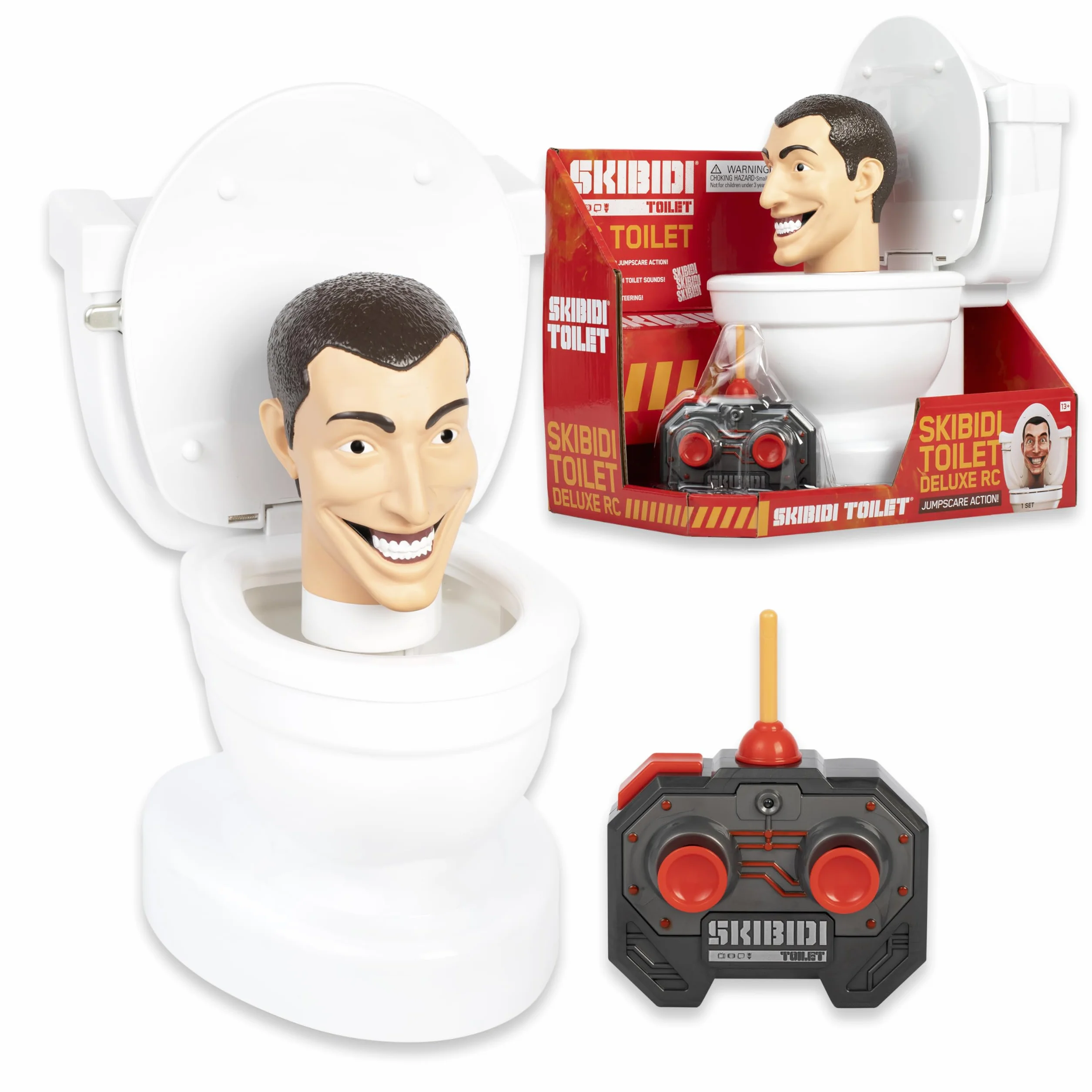 SKIBIDI Toilet Deluxe Toilet RC, YouTube Animation Sensation, pilot zdalnego sterowania, figurka akcji, oficjalnie licencjonowany gadżet toaletowy