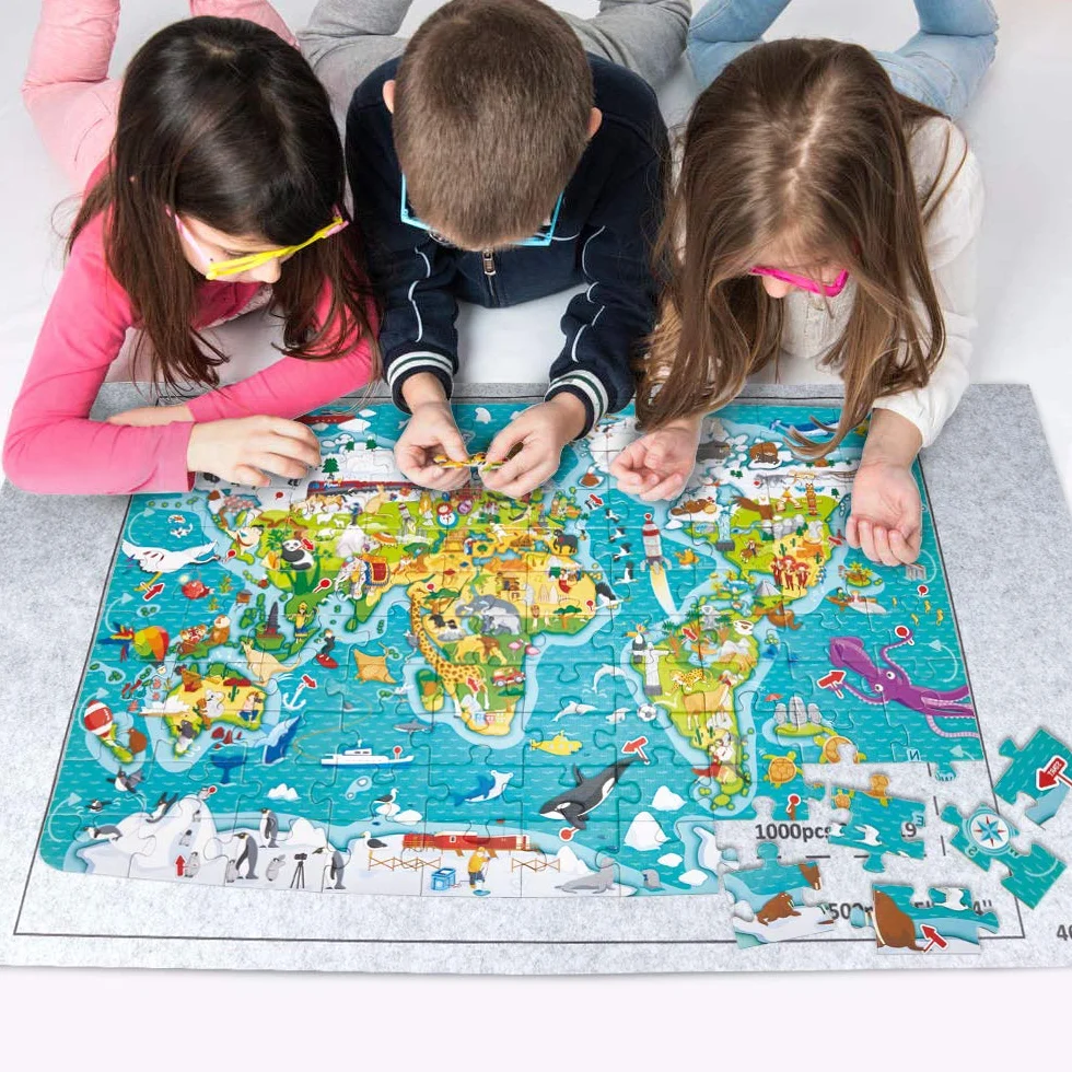 Mata do puzzli 500, 1000, 1500, 2000 elementów, przenośna podkładka do puzzli, podkładka do puzzli, mata do puzzli, szara