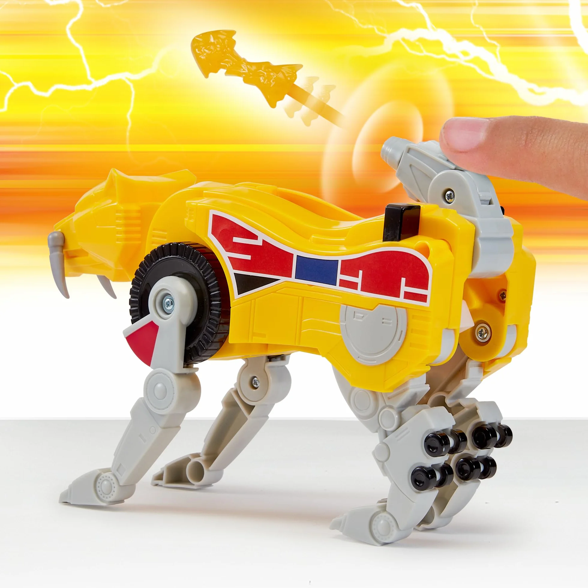 Power Rangers - Kolekcja Megazord, przegubowe Zords, Figurka, 20 cm, model Sabertooth Tiger Dinozord, dla dzieci od 4 lat, PWG052