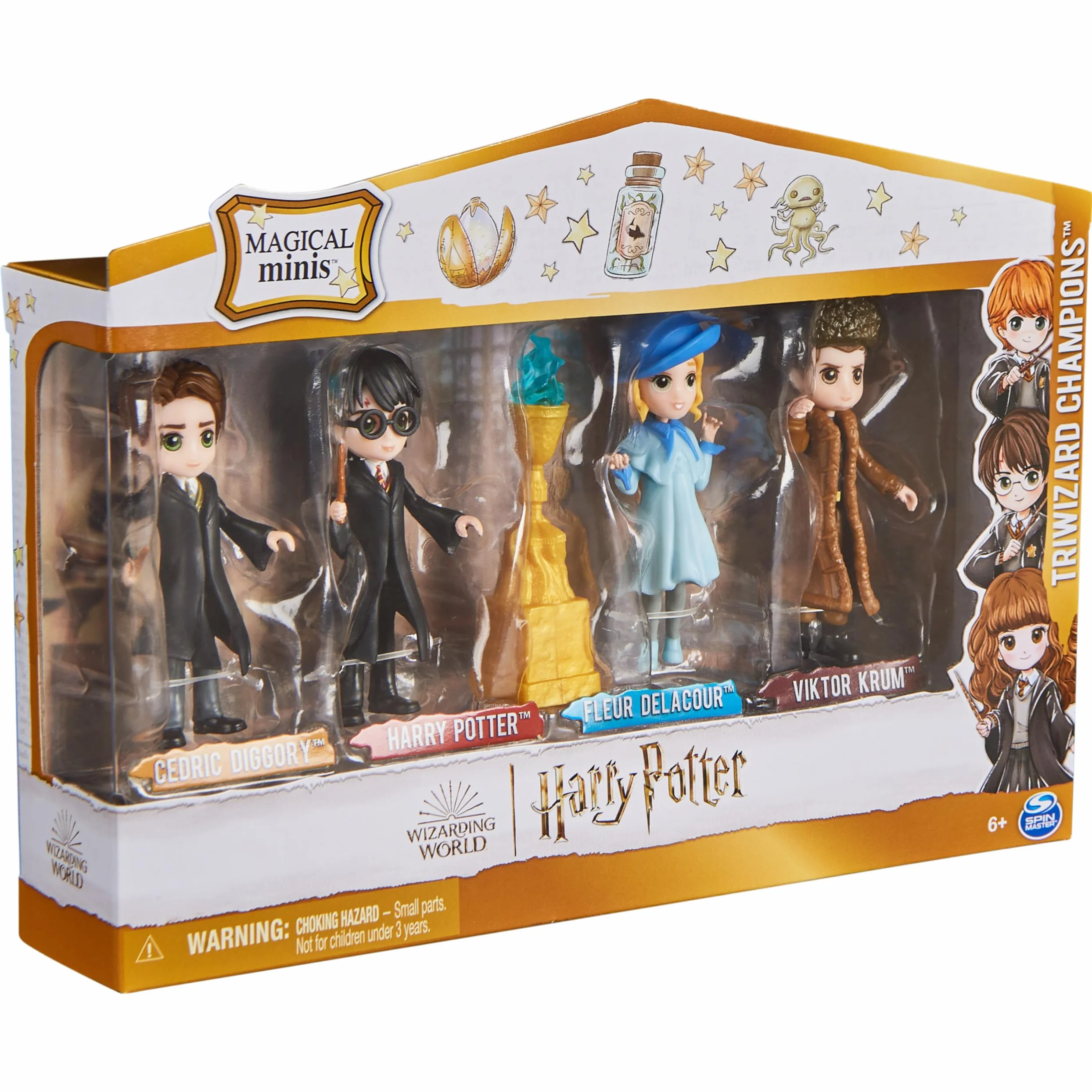 WIZARDING WORLD HARRY POTTER - MULTIPACK 4 Turniej Mistrzów 3 magicznych magicznych figurek - 4 lalki przegubowe 8 cm z akcesoriami kolekcjonerskimi - zabawka dla dzieci 5 lat