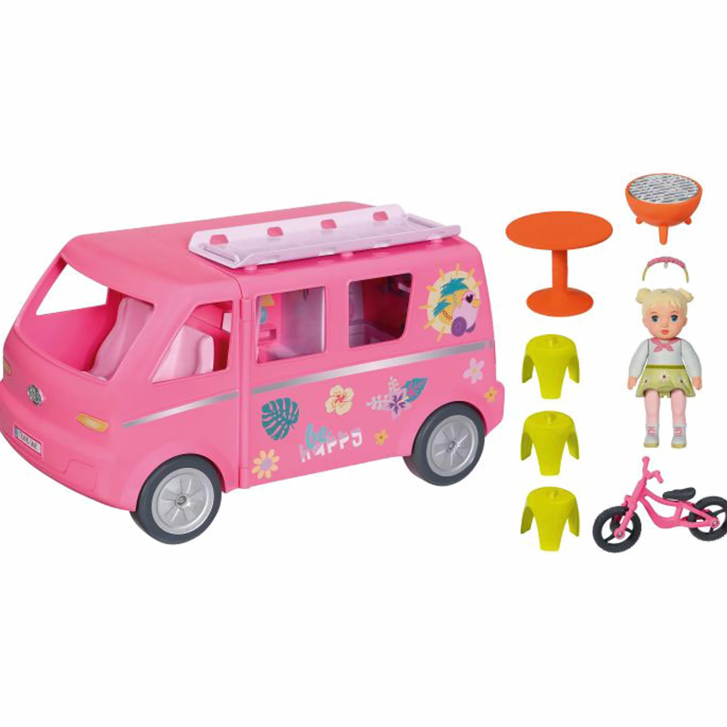 BABY born, Pojazd dla lalek, rozkładana przyczepa kempingowa, do lalek BABY Born Minis z 6 akcesoriami i lalką, 906095, Zapf Creation