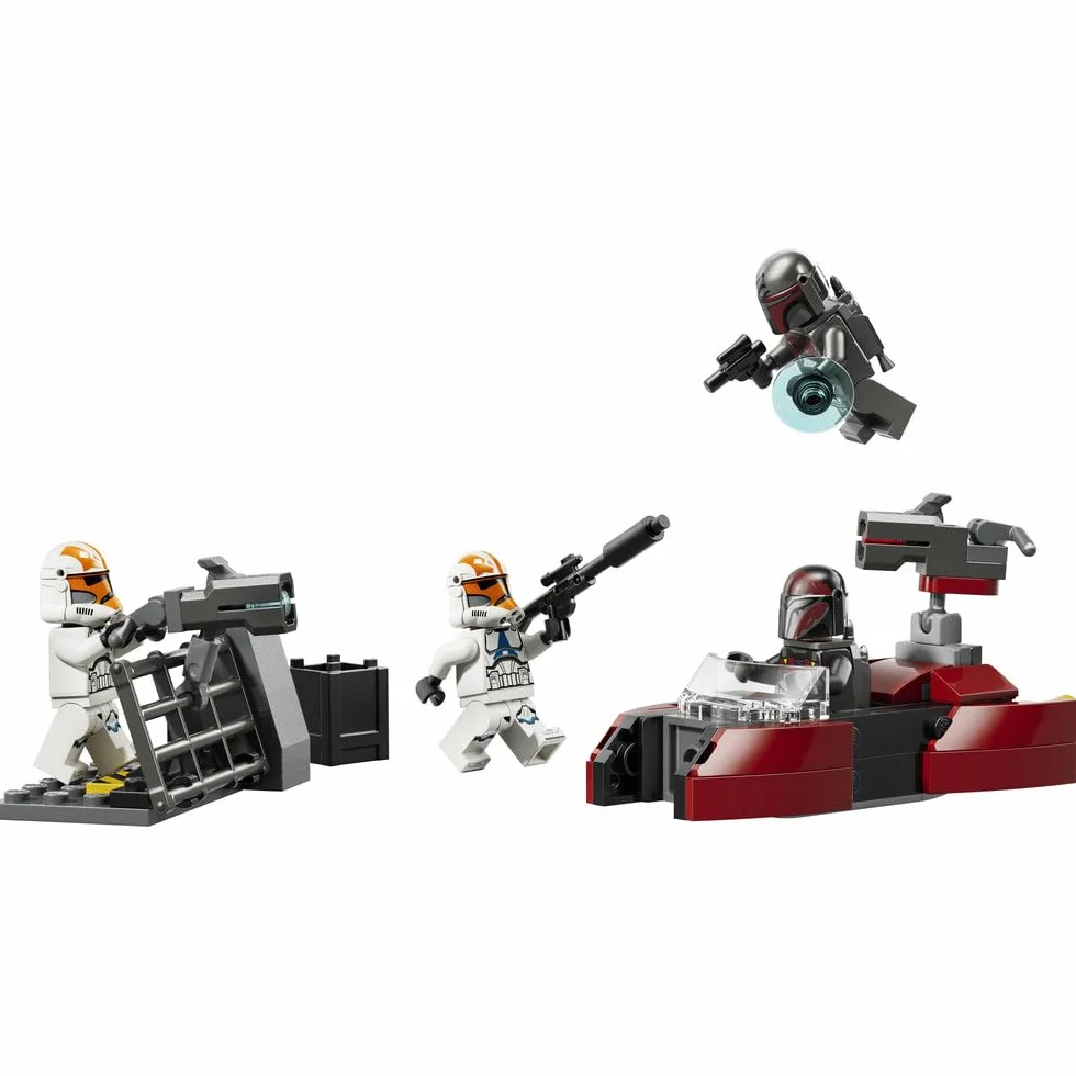 LEGO Star Wars Oblężenie Mandalory — zestaw bitewny, zabawka dla dzieci, klocki dla 6-latka z czterema minifigurkami i śmigaczem, pomysł na prezent dla chłopców i dziewczynek w wieku od 6 lat 75449