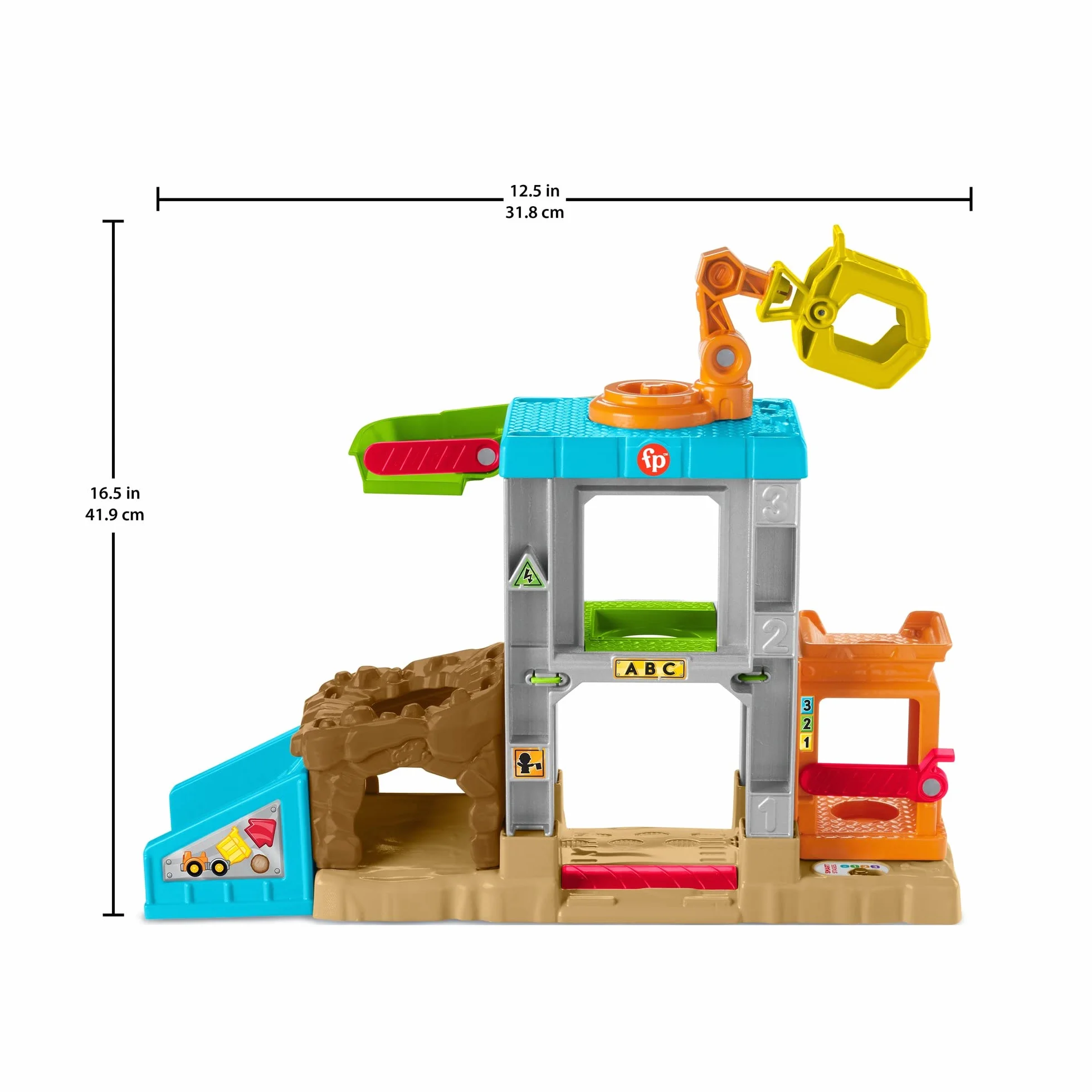 Fisher-Price Little People Plac budowy Zestaw z dźwiękiem, muzyczny zestaw do zabawy z wywrotką i 2 figurkami, dla przedszkolaków i młodszych dzieci, HCJ64