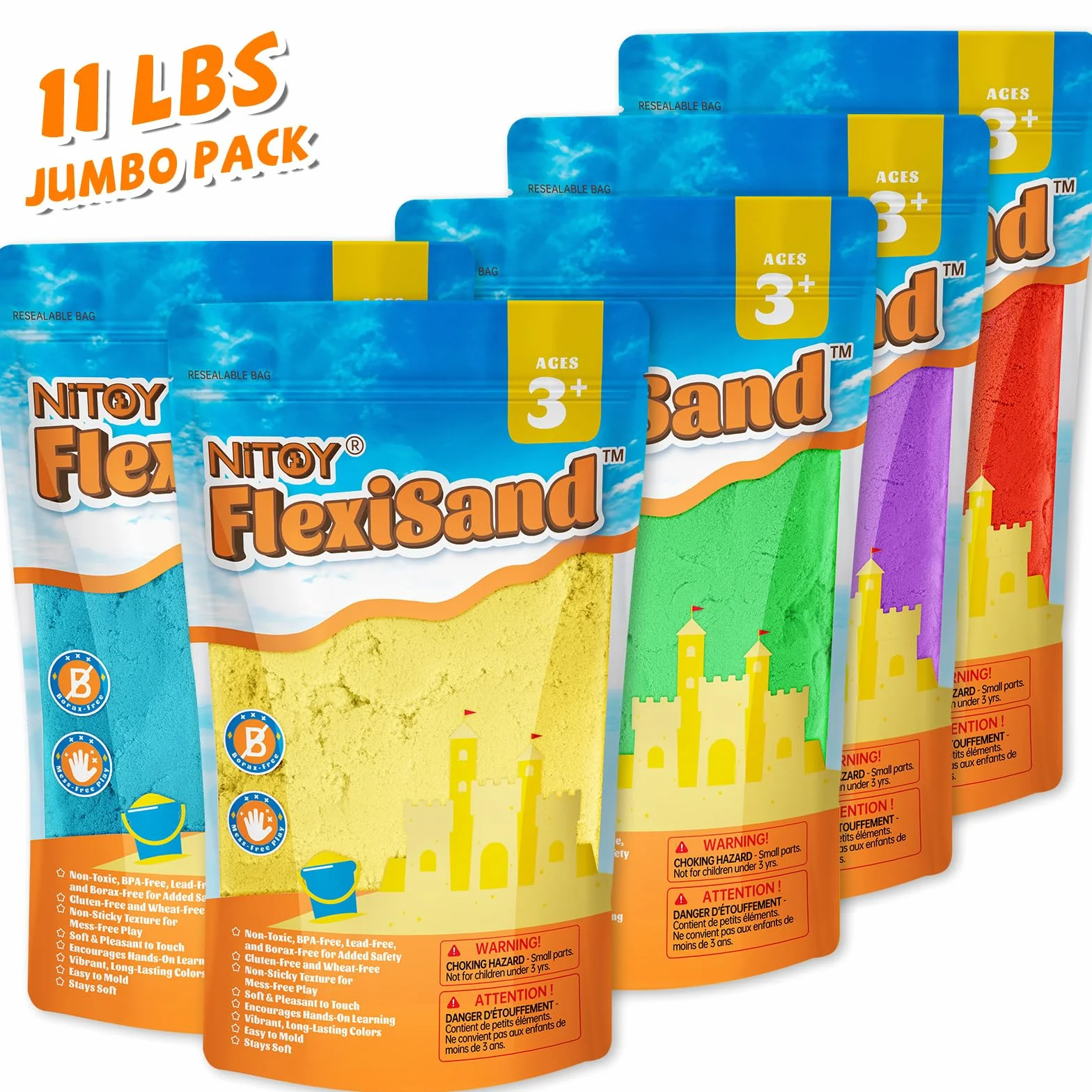 NiToy Magic Sand 5 kg zestaw 5 kolorów sensoryczna zabawka do piasku dla dzieci od 3 lat