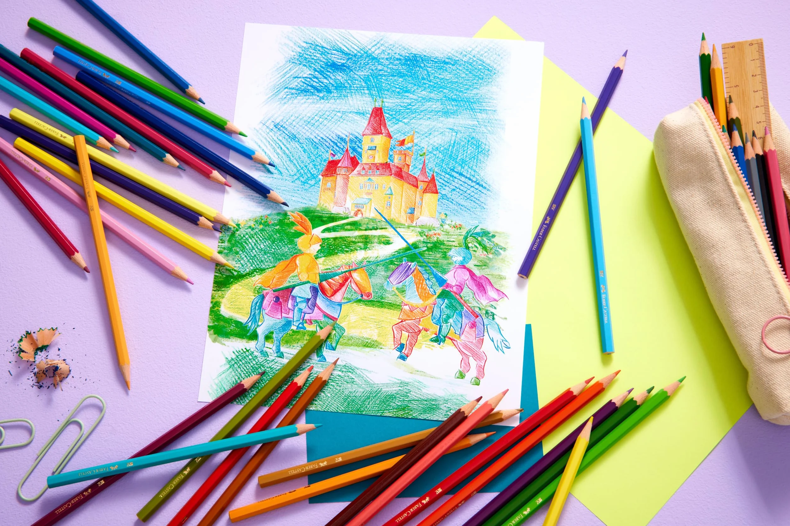 FABER-CASTELL 120148 – zestaw kredek Castle, 48 sztuk, sześciokątne, odporne na łamanie, dla dzieci i dorosłych