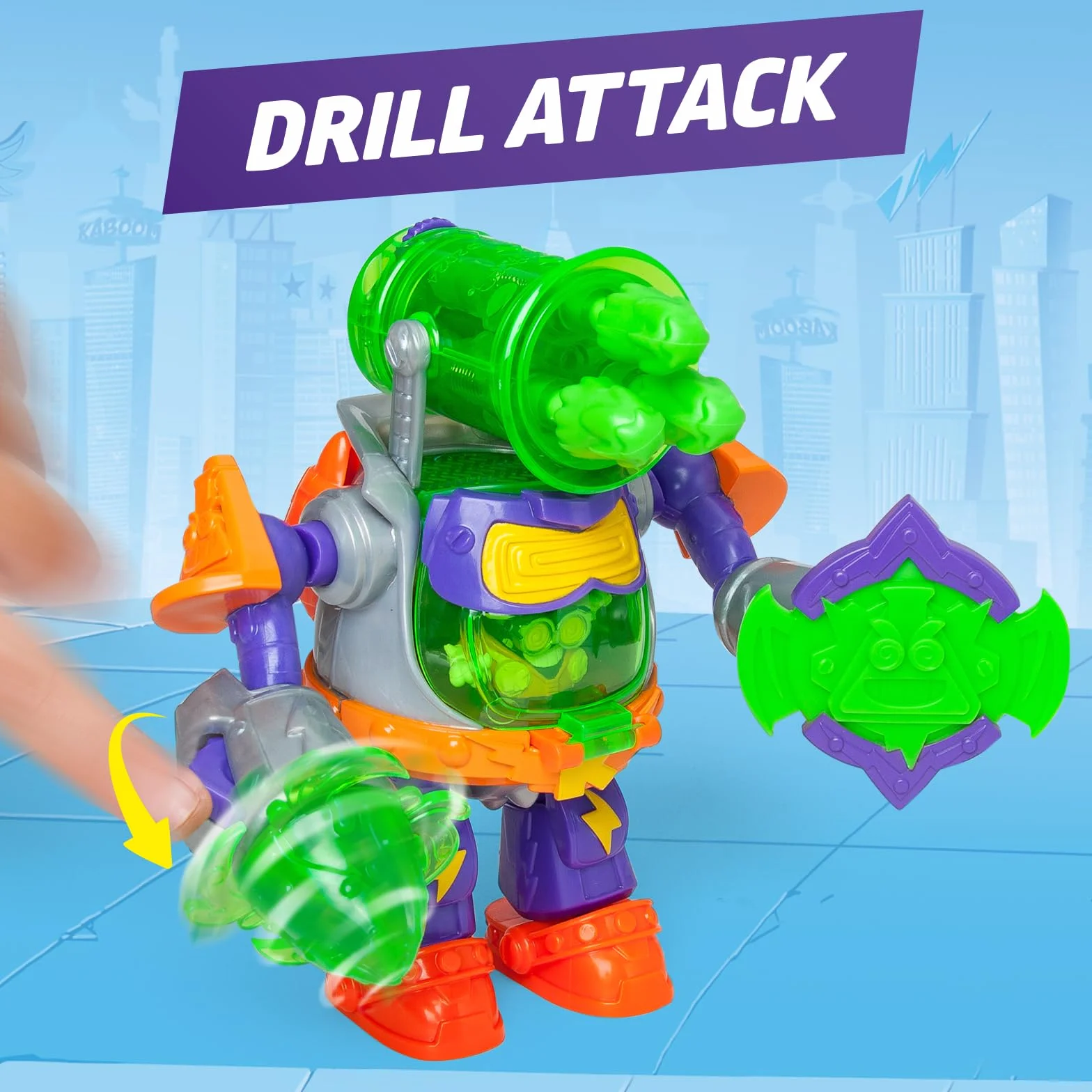 SuperThings, Ultra Striker, profesor K.Robot Ultra Striker, profesor K z serialu SuperThings Kazoom Power; zawiera 1 x Ultra Striker Robot, 1 ekskluzywny nauczyciel K, 3 muszle, 1 x akcesorium