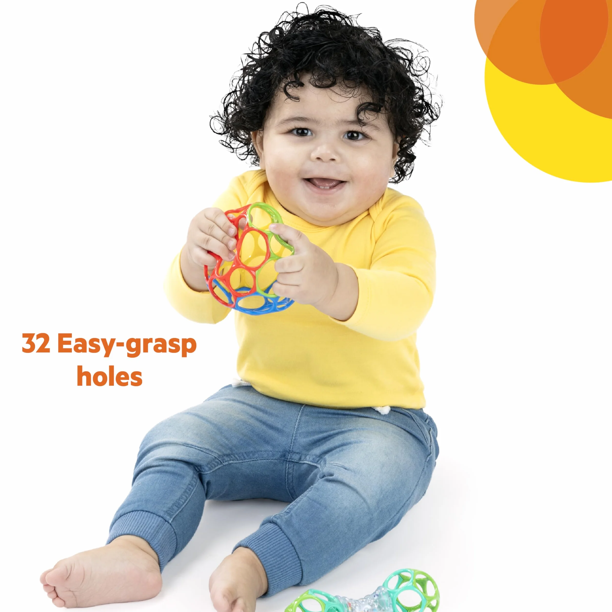Bright Starts Easy-Grasp Oball Bundle zestaw prezentowy – Grasp the Day, piłka i grzechotka - zestaw 2 sztuk, nie zawiera BPA, unisex, nowożeńcy +