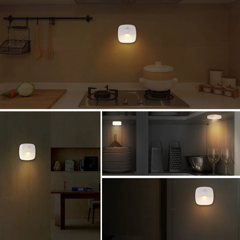 Lampka nocna z czujnikiem ruchu, Lampka nocna z czujnikiem ruchu, Lampka nocna LED zasilana akumulatorem, Ciepłe białe kinkiety LED Światło szafy, Bezpieczne oświetlenie schodów, Przedpokój, Łazienka, Kuchnia