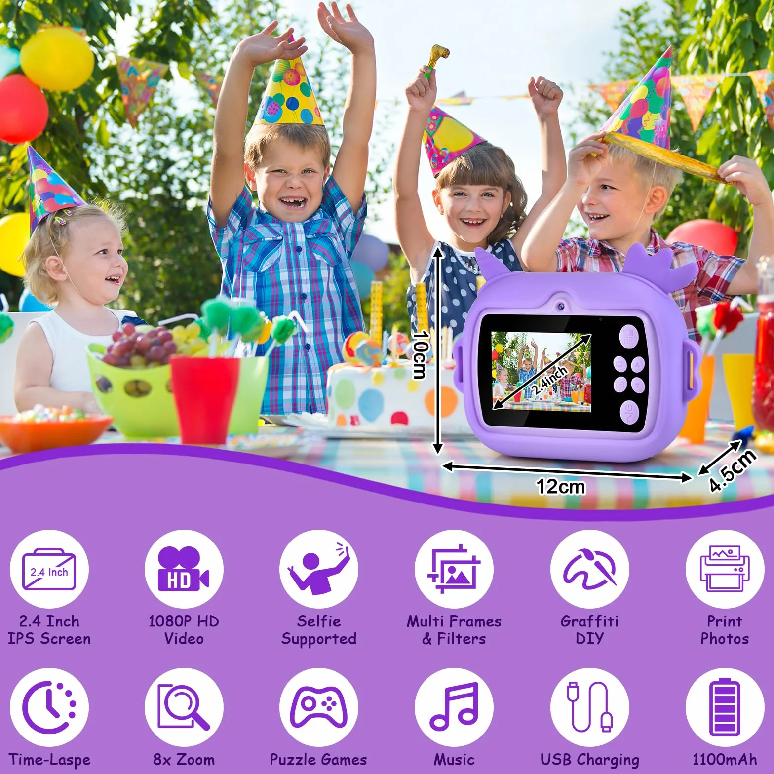Aparat Natychmiastowy Dziecięcy Aparat Cyfrowy 3-12 Lat + 5 Rolek Papieru Termicznego Druku Natychmiastowego Aparat Fotoapparat Natychmiastowy Druk Kids Aparat Fotograficzny Dziecięcy Aparat