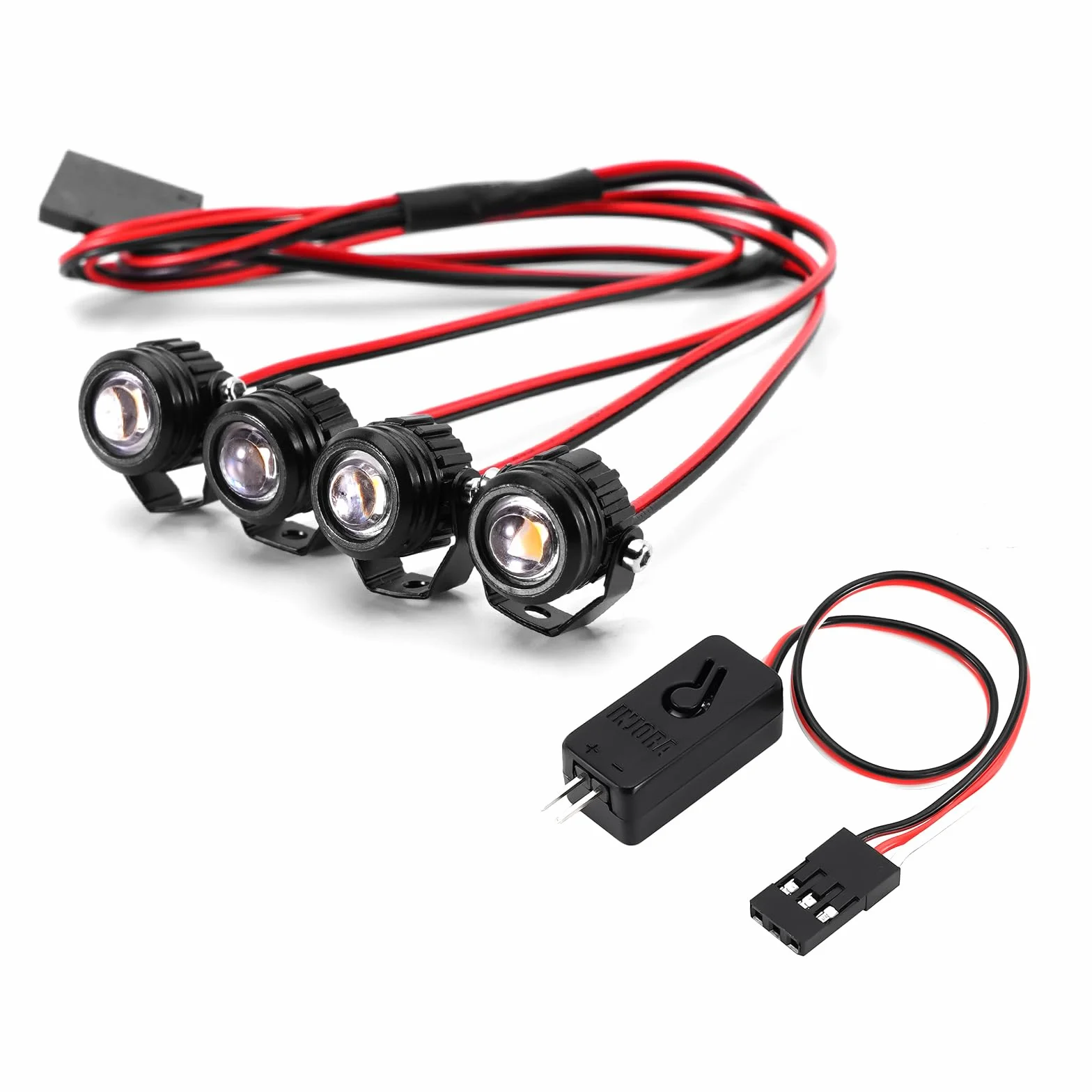 INJORA Okrągłe światła LED z kontrolerem do TRX4M SCX24 1/18 1/24 RC Crawler