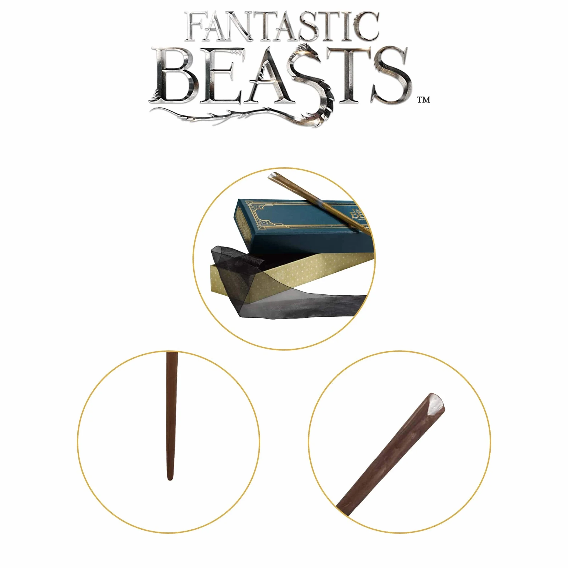 The Noble Collection Newt Scamander Wand in Collectors Box 14 inch Newt Scamander Wand With Collectors Wand Box - Fantastic Beasts Film Set Movie Props Wands